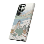 Scenic Picnic Samsung Galaxy Phone Case | Vintage Bicycle & Mountain Illustration