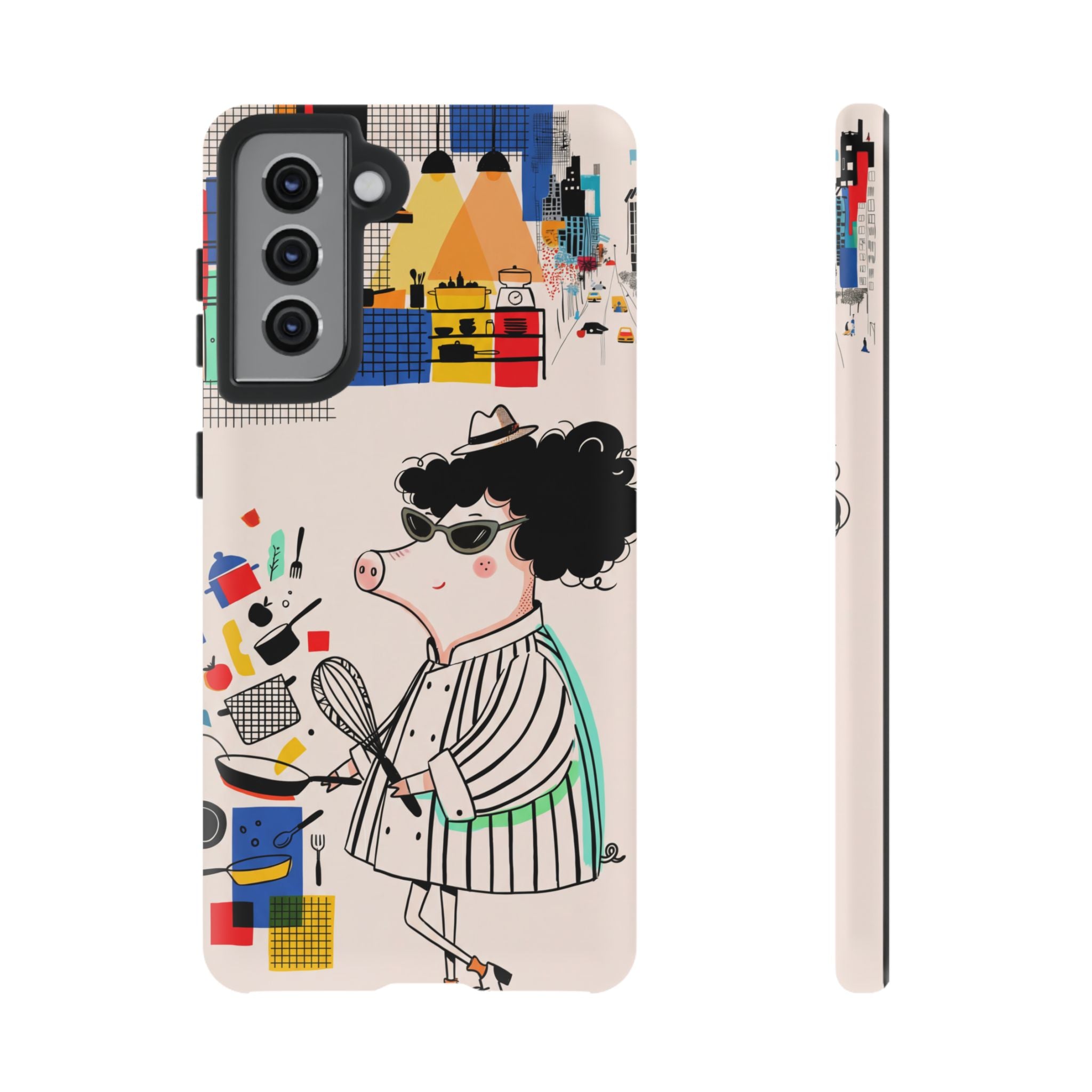Cute Chef Pig Samsung Galaxy Phone Case | Quirky Cartoon Kitchen Art Tough Case