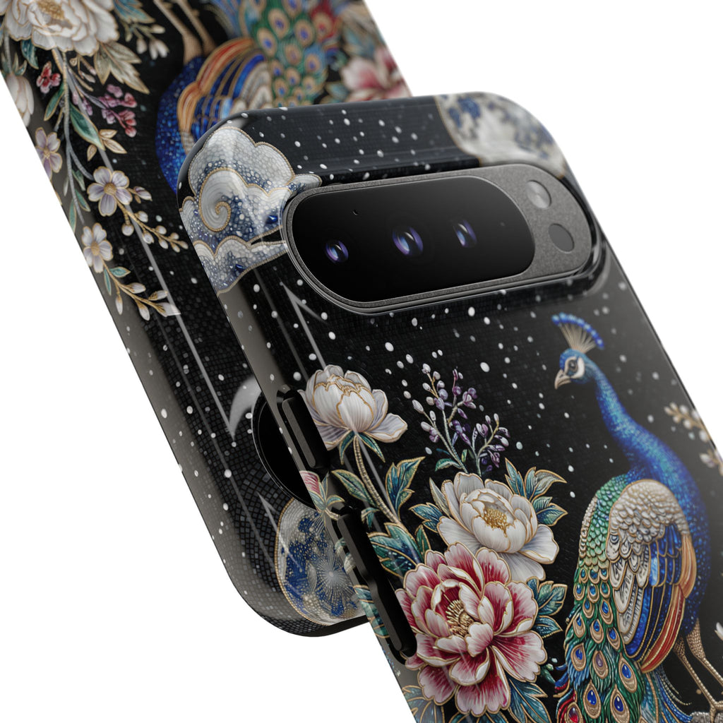 Cover per telefono Google Pixel resistente Peacock Moon | Elegante cover per telefono floreale