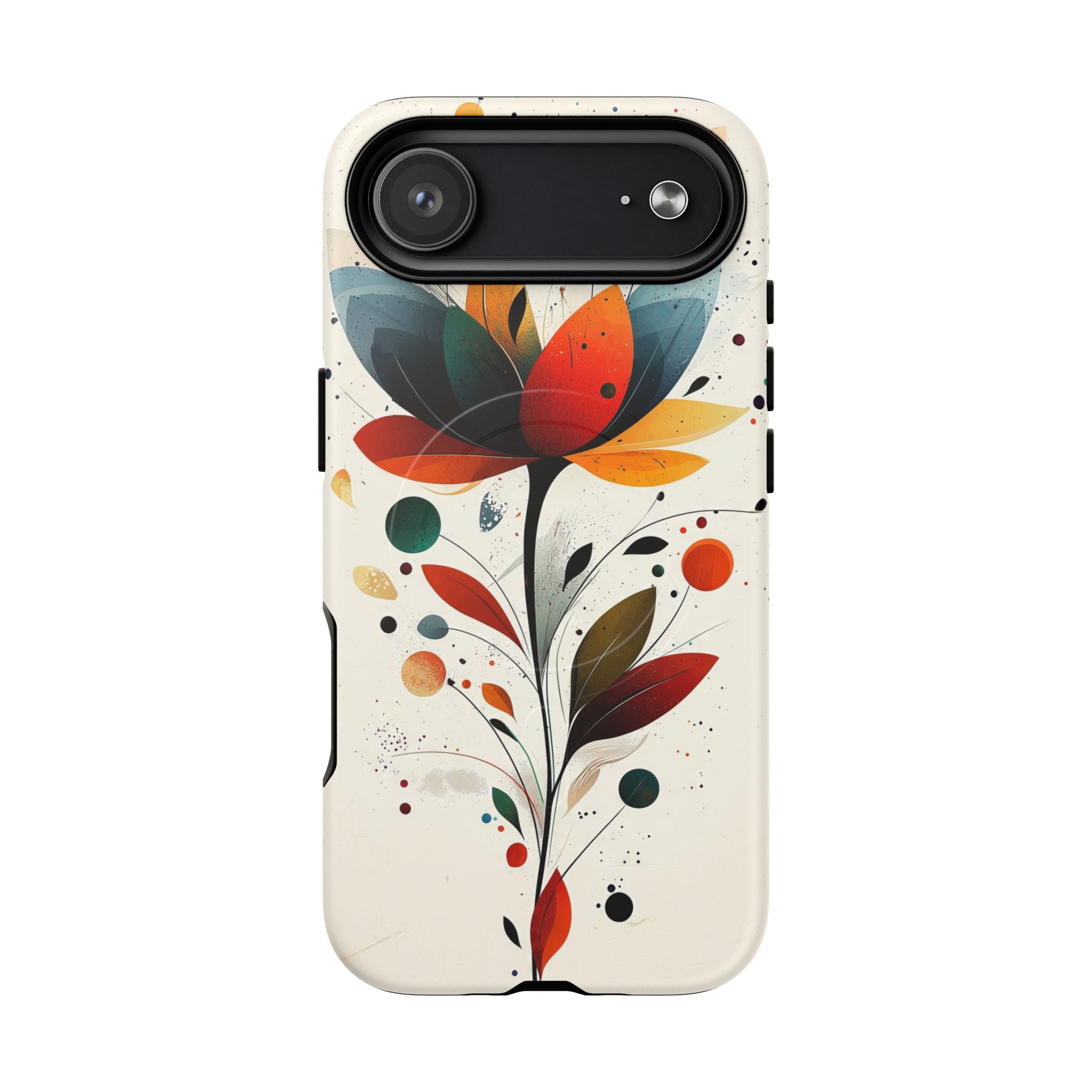 Custodia MagSafe resistente per iPhone con motivo astratto floreale | Arte del loto colorato