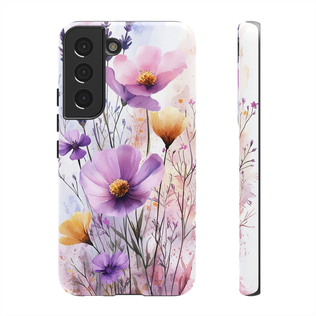Floral Watercolour Tough Samsung Galaxy Case | Purple & Yellow Wildflowers