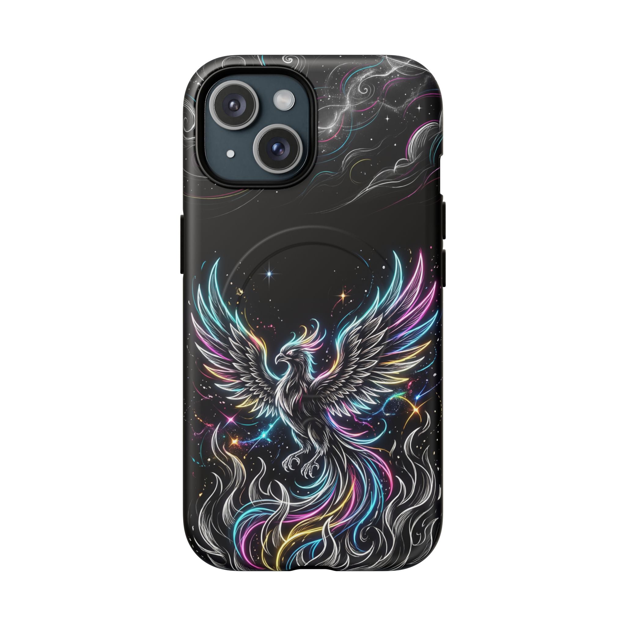 Colorful Neon Phoenix Tough MagSafe iPhone Case
