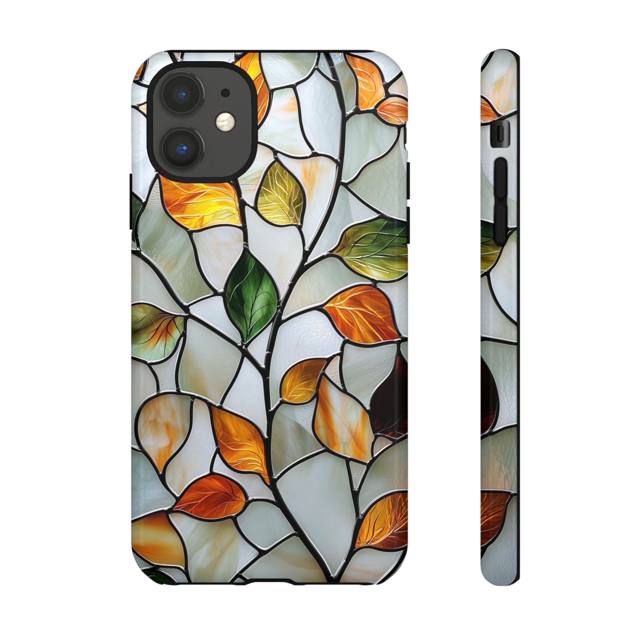 Stained Glass Autumn Leaves Mosaic iPhone Case