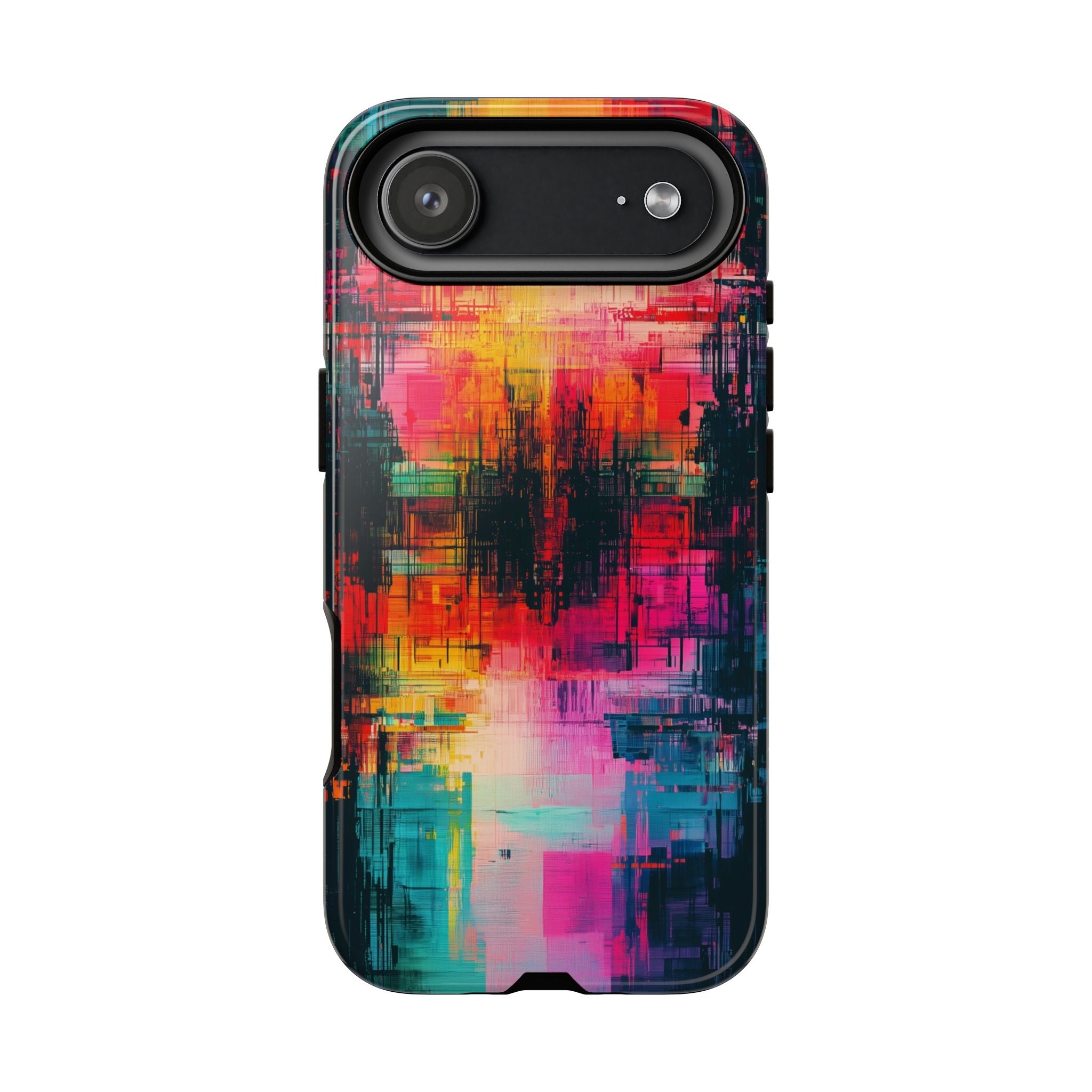 Abstract Neon Glitch Art Tough iPhone Case