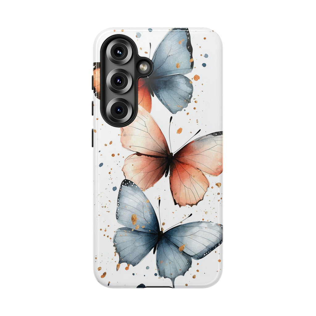 Watercolour Blue & Peach Butterfly Tough Samsung Galaxy Case