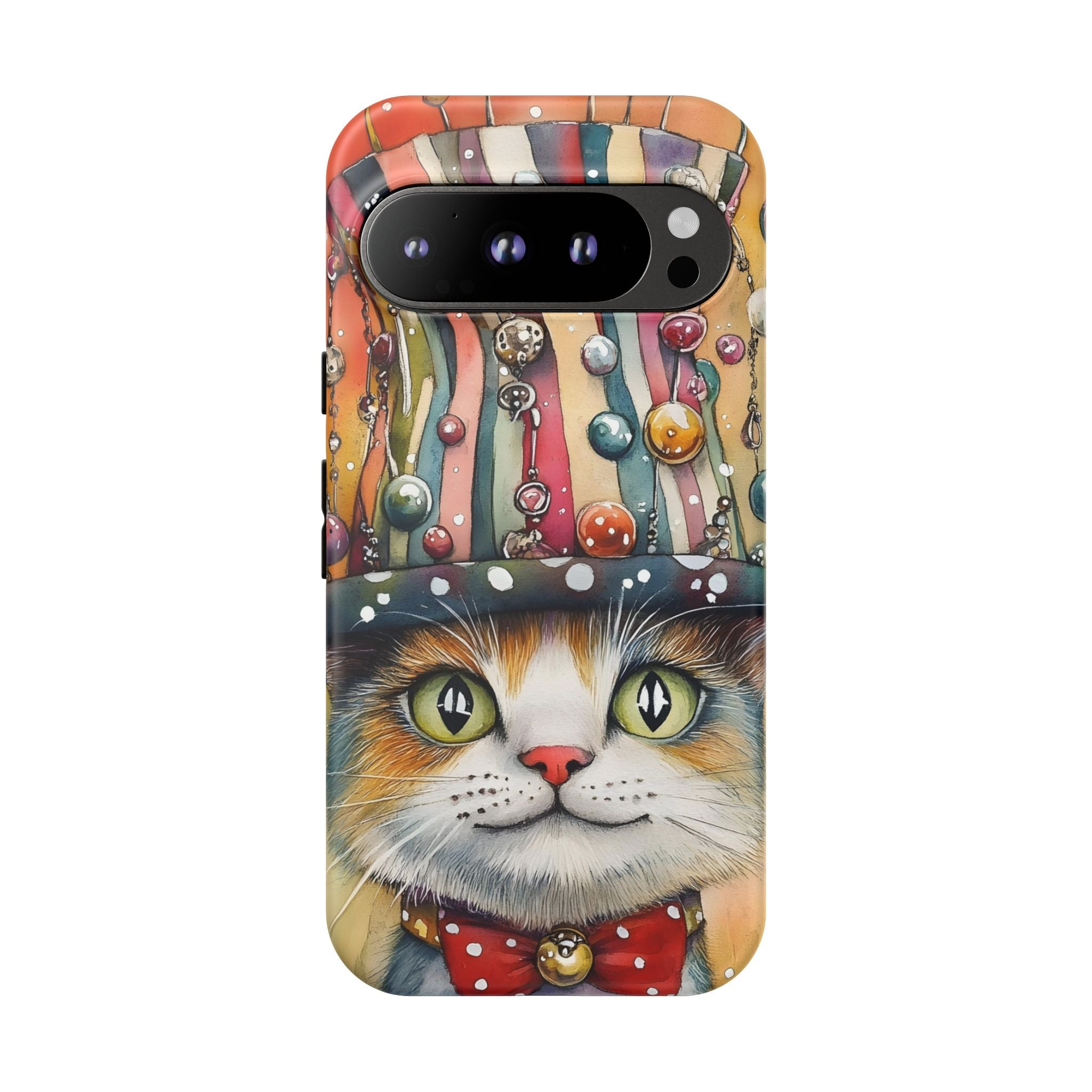 Cat in Colorful Top Hat Google Pixel Case — Whimsical Cat Art iPhone Case