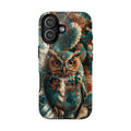 Custodia rigida per iPhone Owl Forest | Custodia protettiva rustica con animali selvatici color verde acqua e marrone