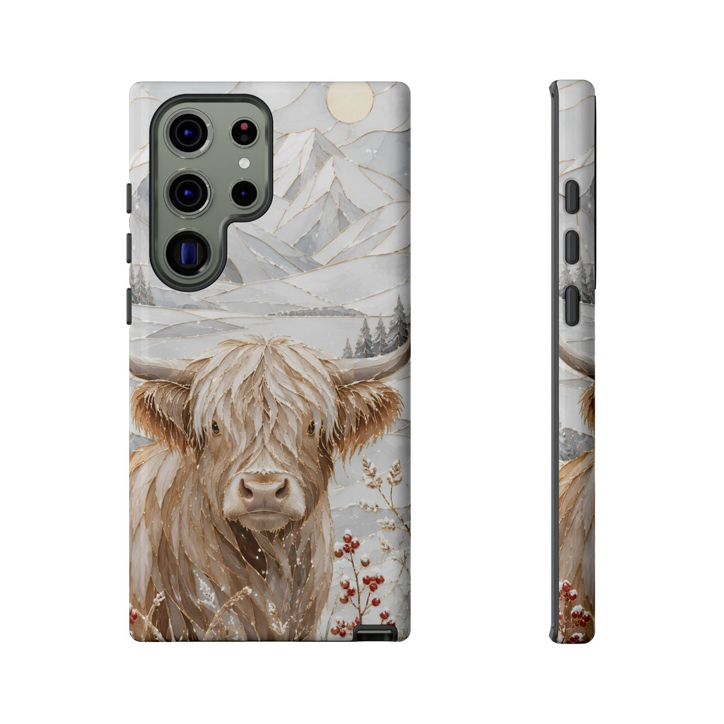 Highland Cow Samsung Galaxy Phone Case | Stained Glass Mountain Case