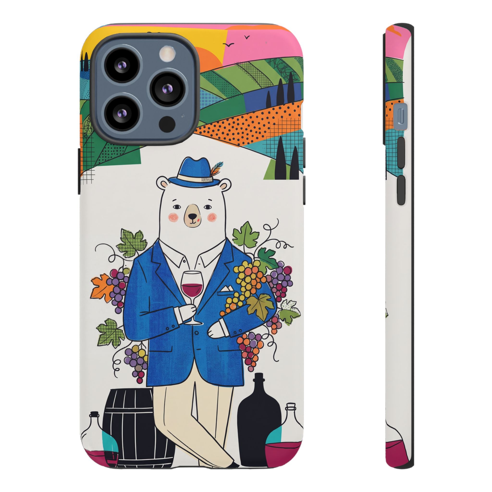 Dapper Polar Bear Wine Lover Illustrated Protective iPhone Case