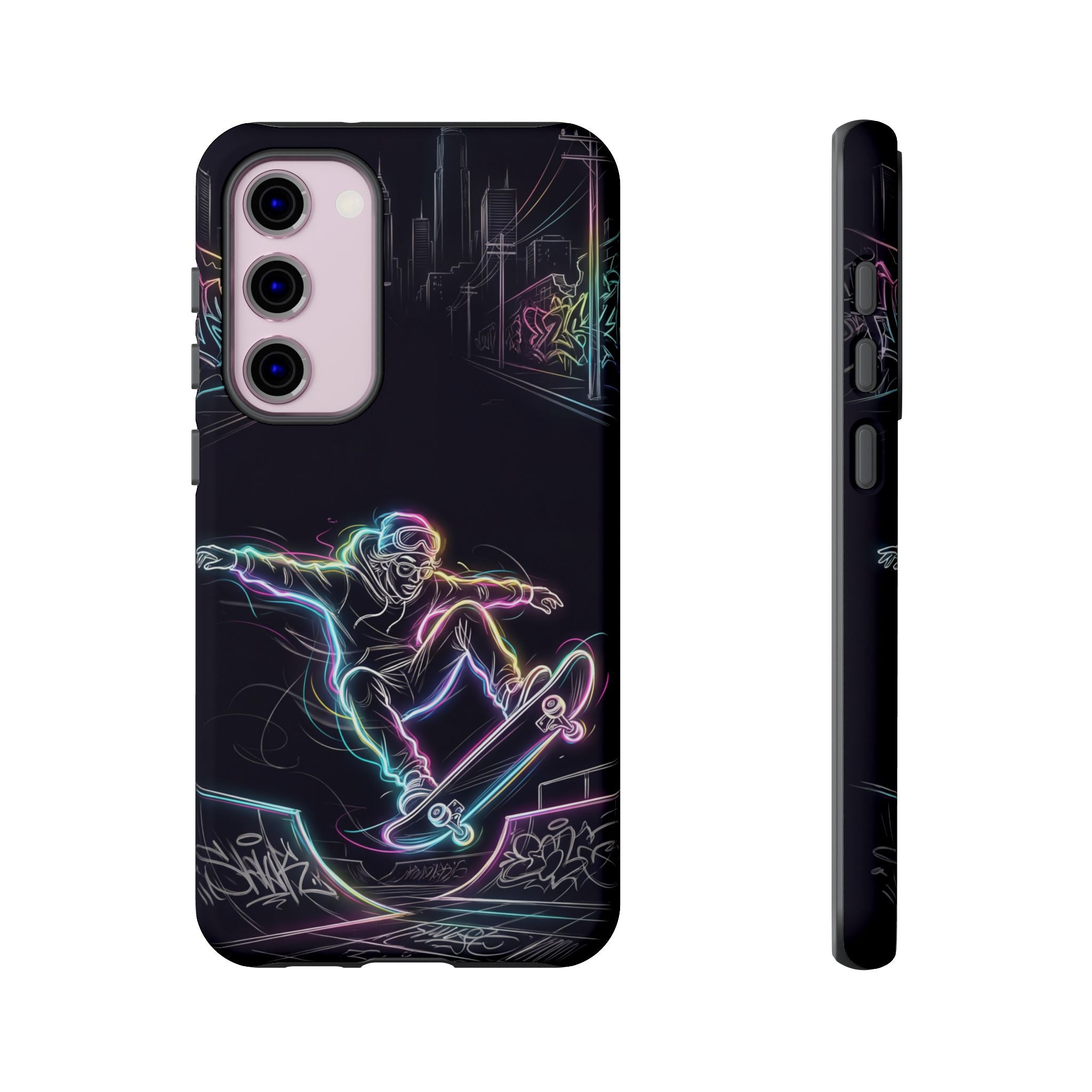 Neon Skateboard Samsung Galaxy Phone Case | Glow Skatepark Protective Cover
