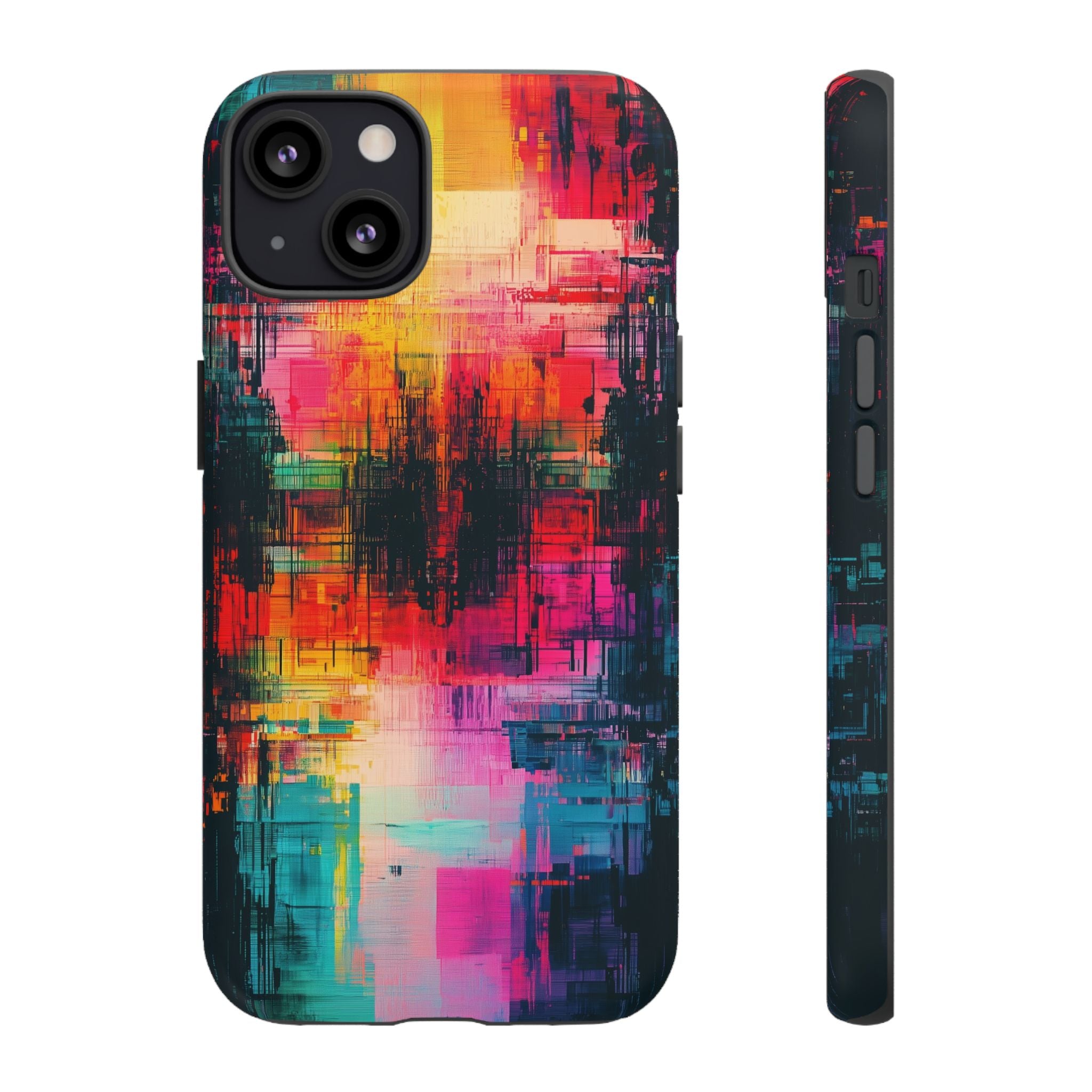 Abstract Neon Glitch Art Tough iPhone Case