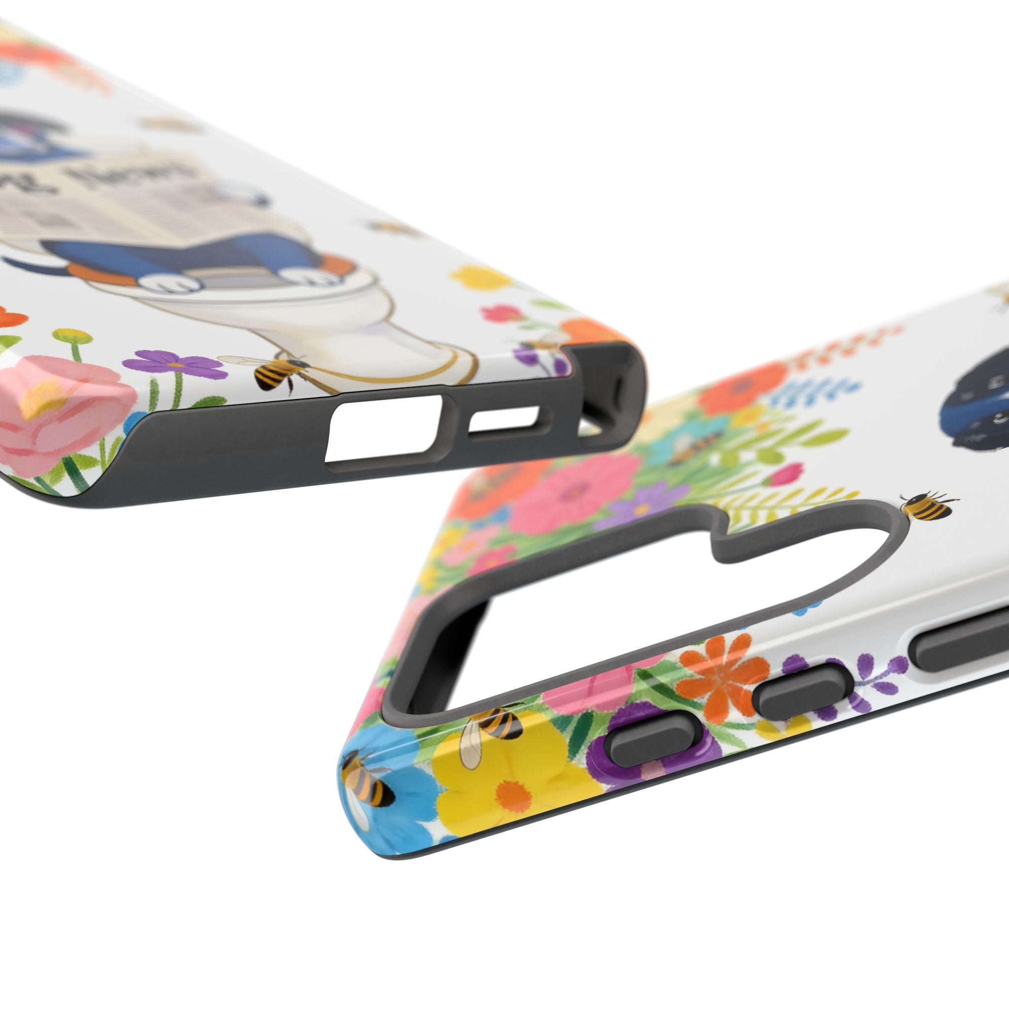 Dog News Floral Samsung Galaxy Phone Case | Cute Dog on Toilet Pattern, Spring Floral