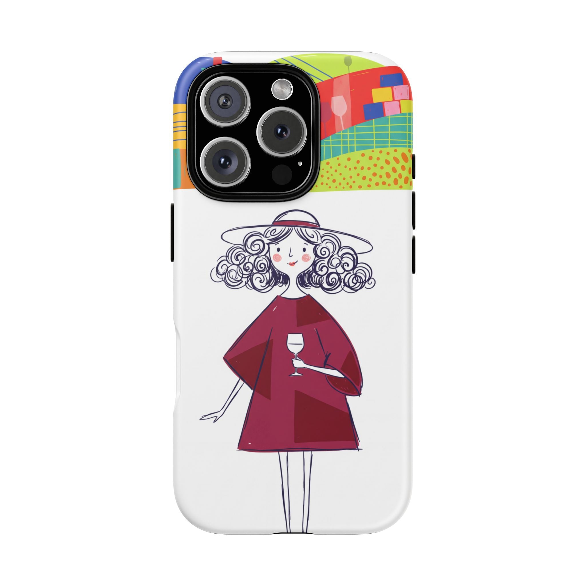 Colourful Artistic Wine Lady iPhone Case