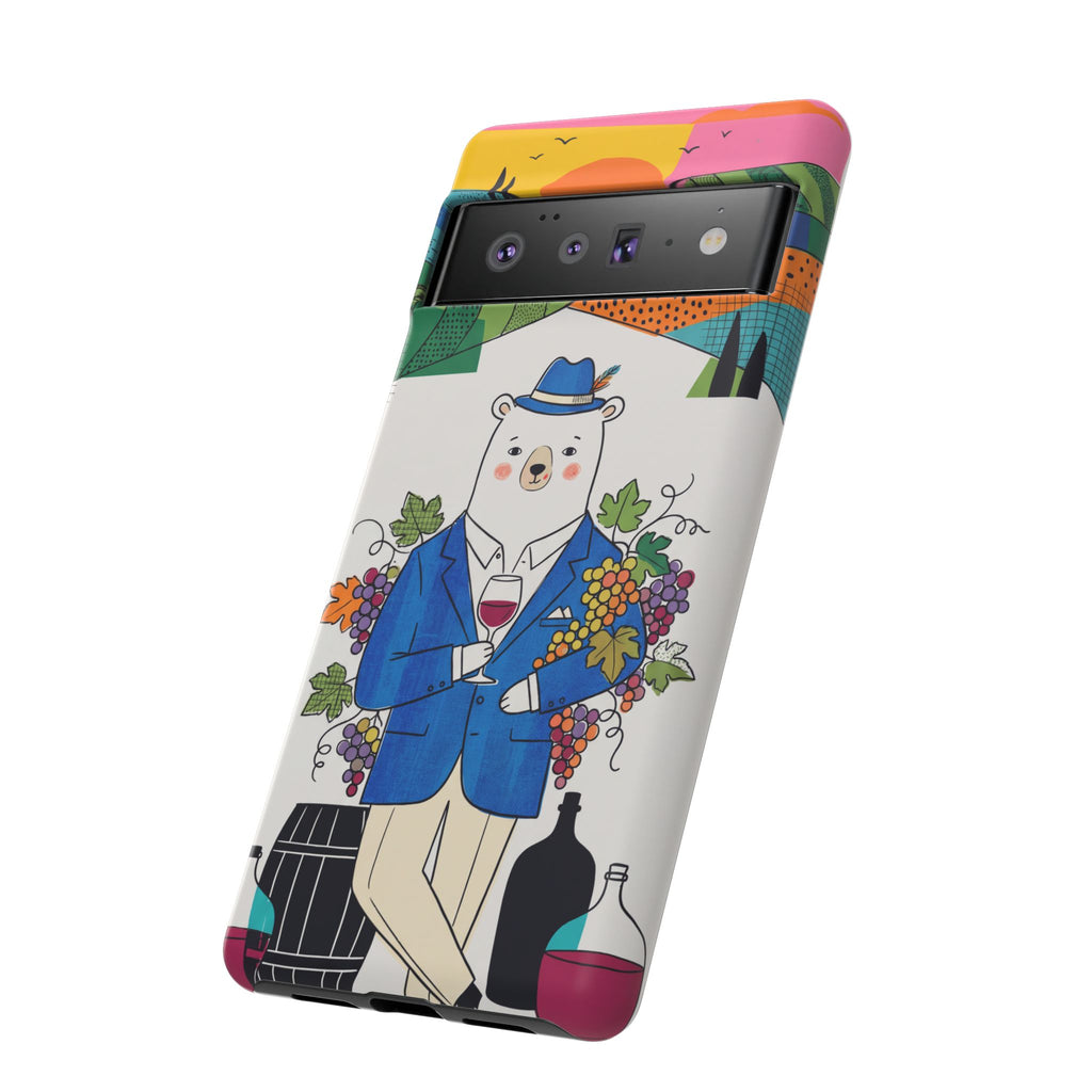 Dapper Polar Bear Wine Lover Illustrated Protective Google Pixel Phone Case
