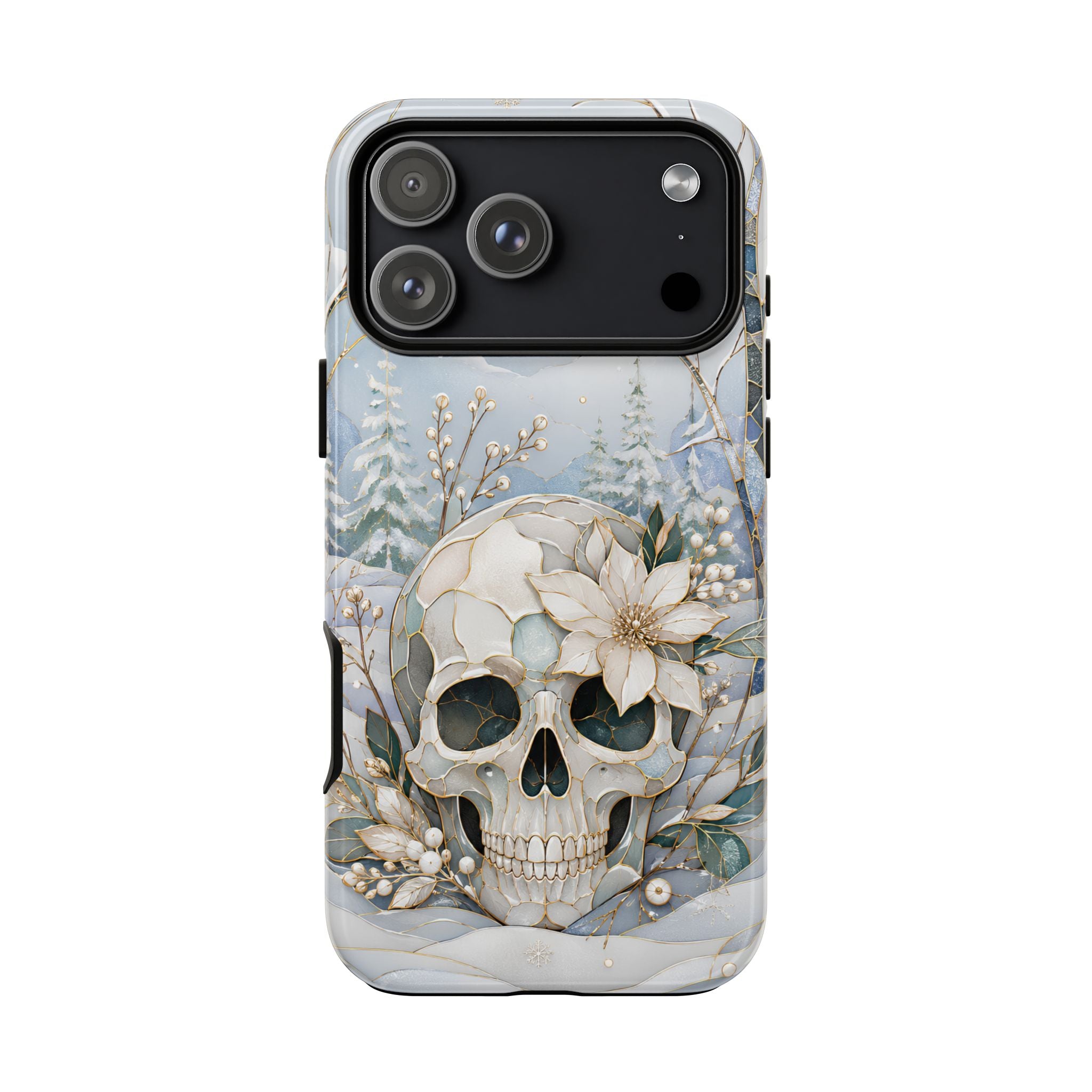 Gothic Skull iPhone Case | Winter Floral iPhone Case