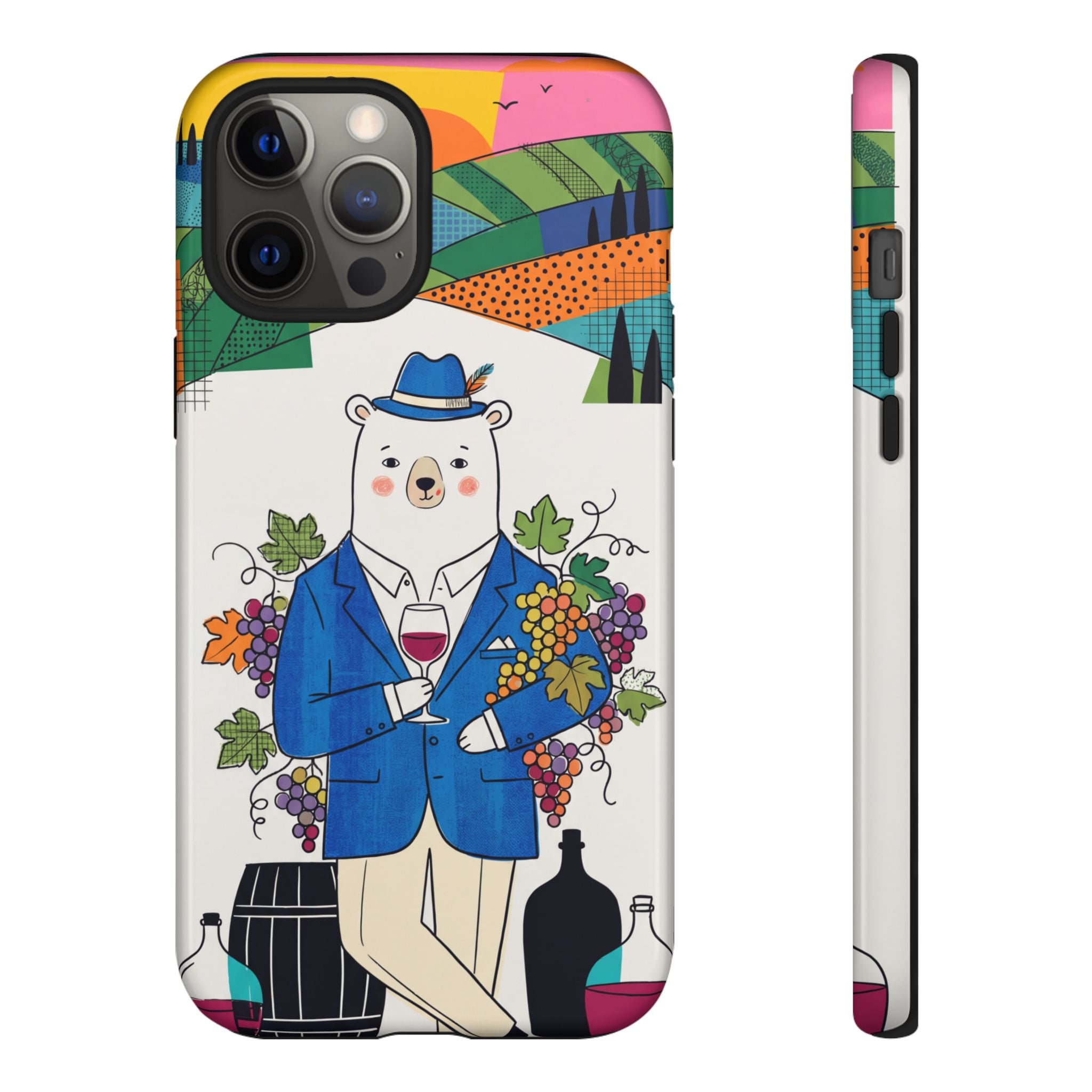 Dapper Polar Bear Wine Lover Illustrated Protective iPhone Case