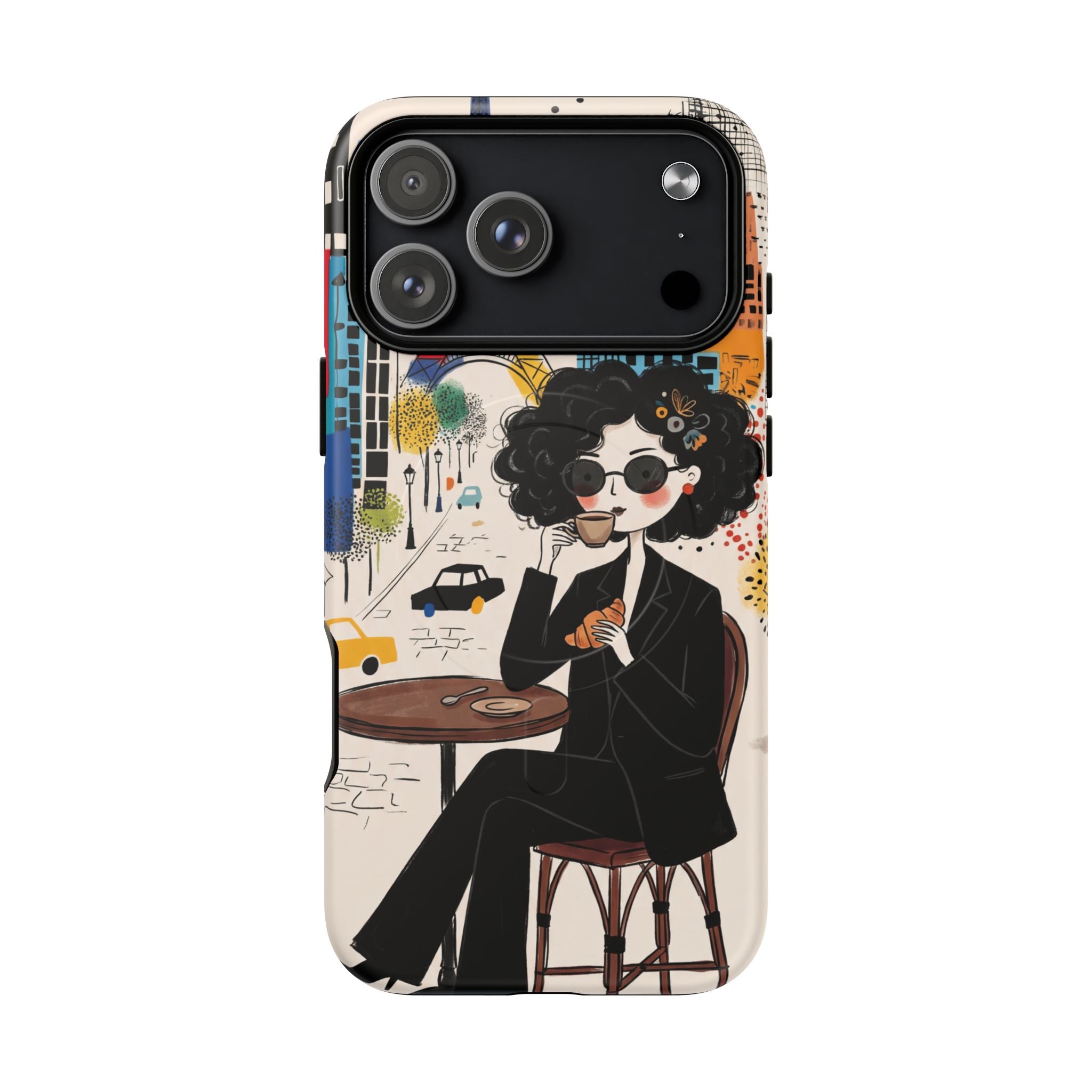 Paris Cafe Chic MagSafe iPhone Case | Stylish Woman Illustration iPhone Cover