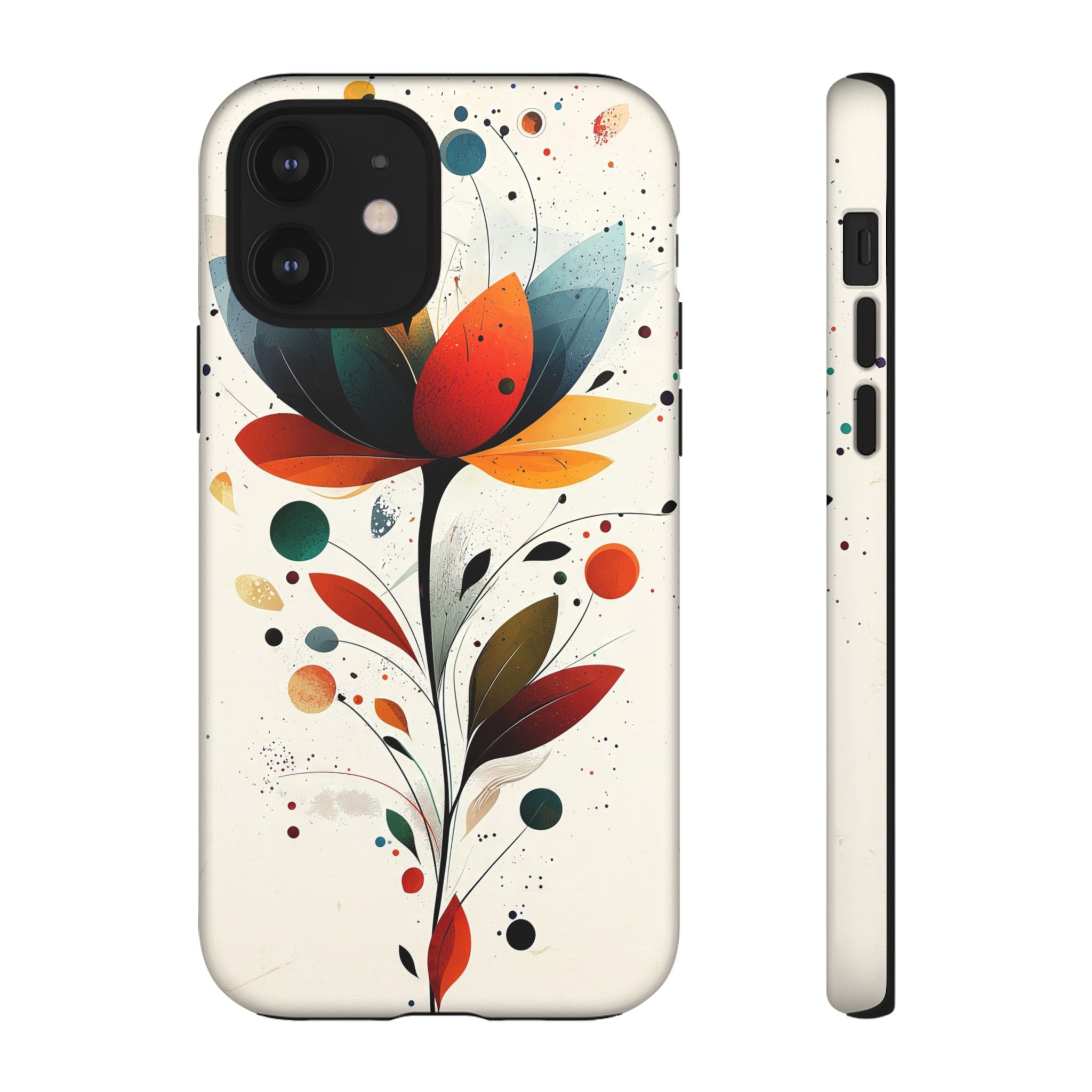 Floral Abstract Tough iPhone Case | Colourful Lotus Art Protective Cover