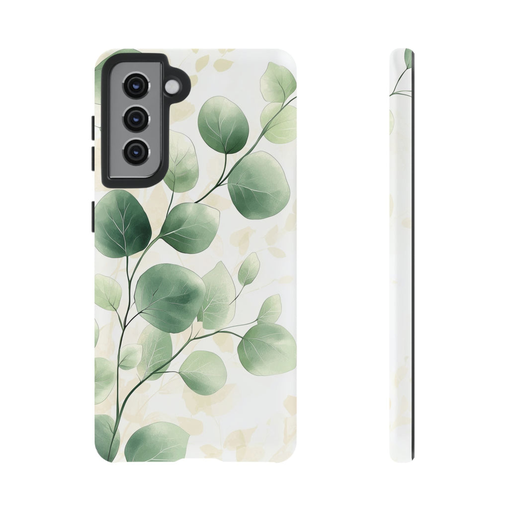 Botanical Eucalyptus Tough Samsung Galaxy Phone Case | Green Watercolour Leaf