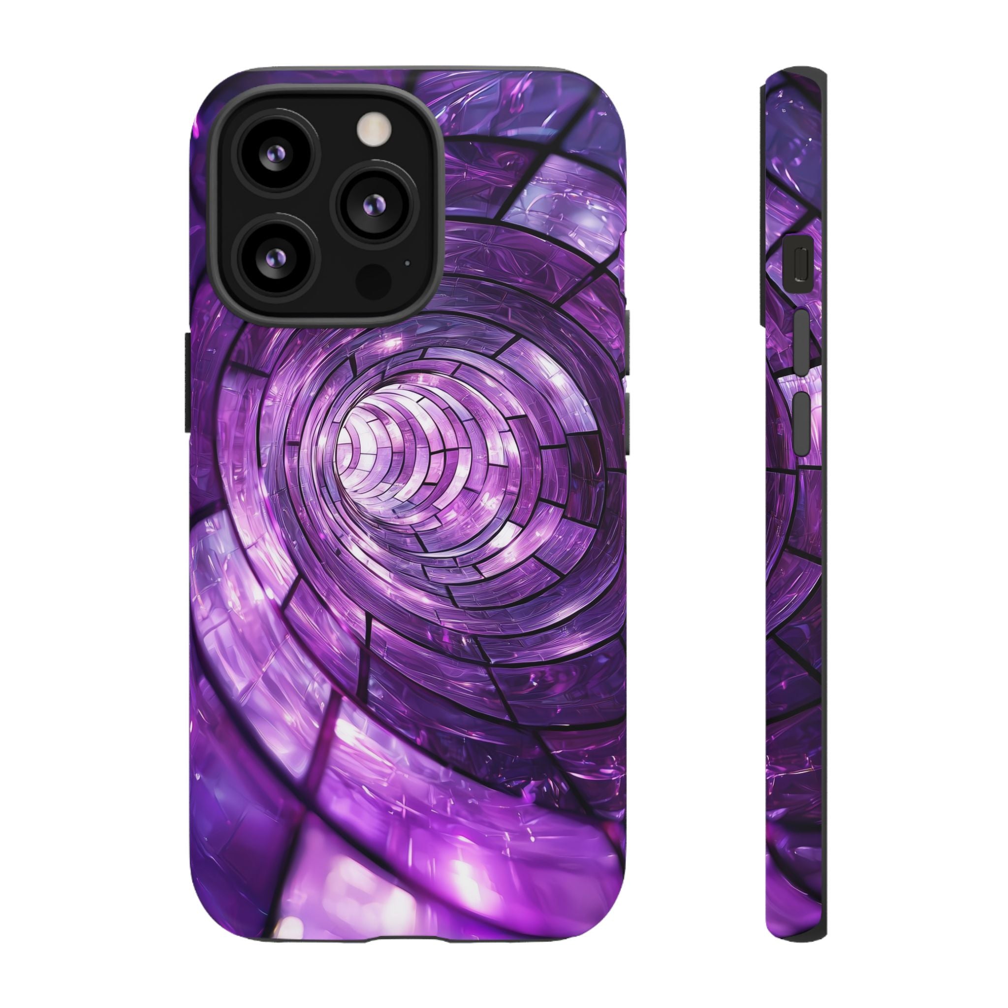 Purple Vortex Tough iPhone Case — Abstract Spiral Protective Cover