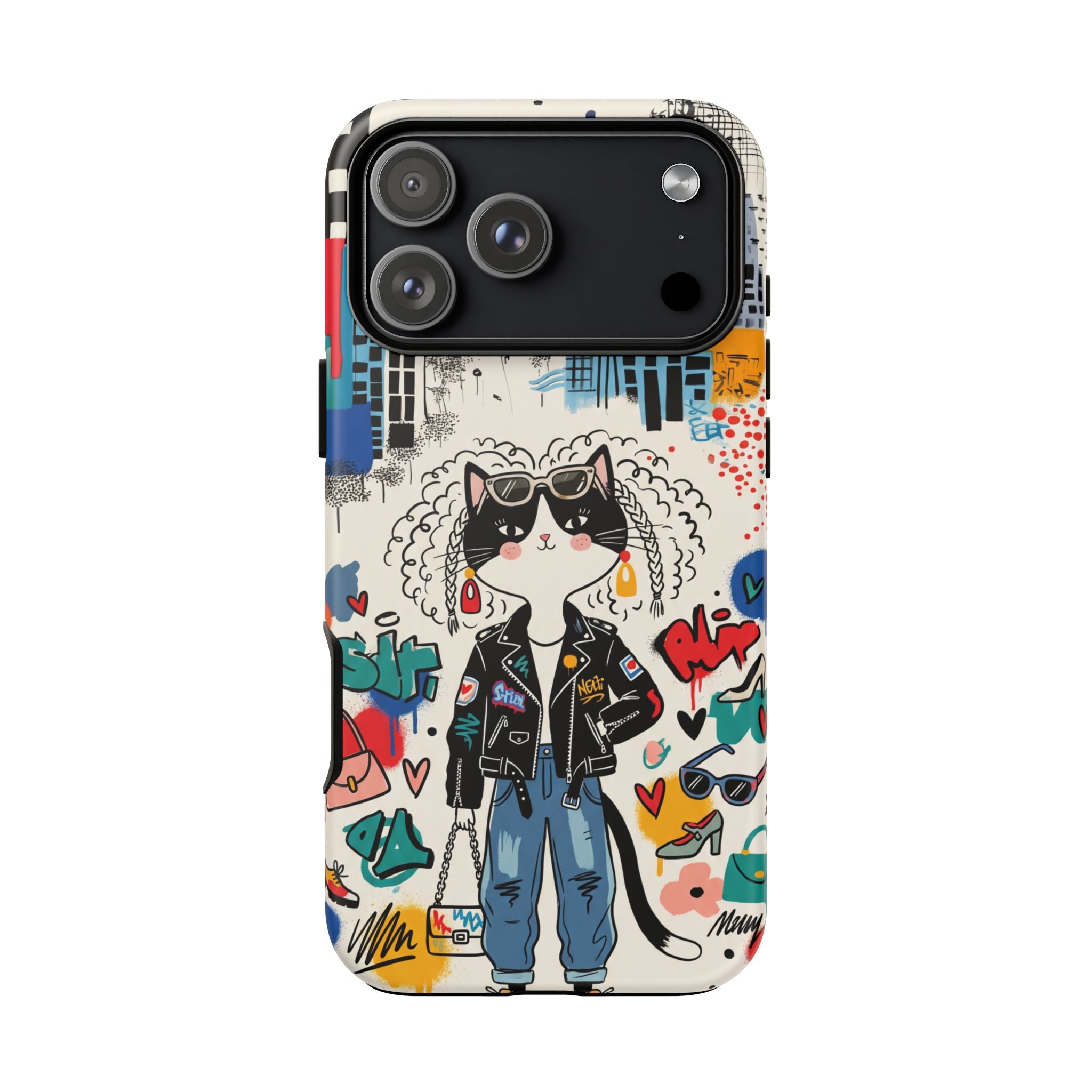 Punk City Cat Graffiti Design iPhone Case