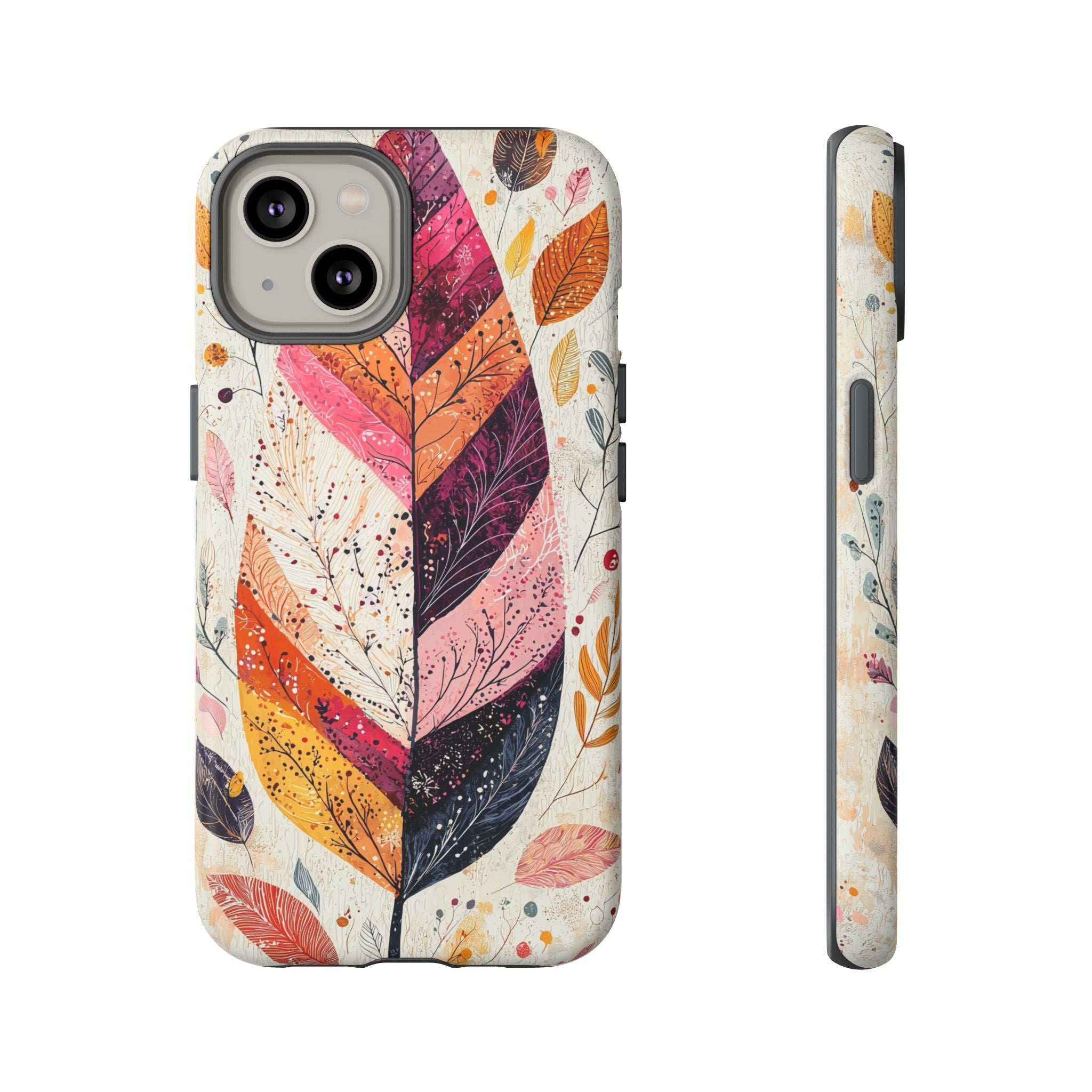 Autumn Leaf Tough iPhone Case | Watercolour Feathered Fall Design