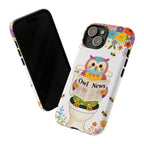 Owl News Floral iPhone Case | Cute Owl Reading Newspaper on Toilet