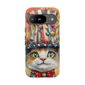 Cat in Colorful Top Hat Google Pixel Case — Whimsical Cat Art iPhone Case
