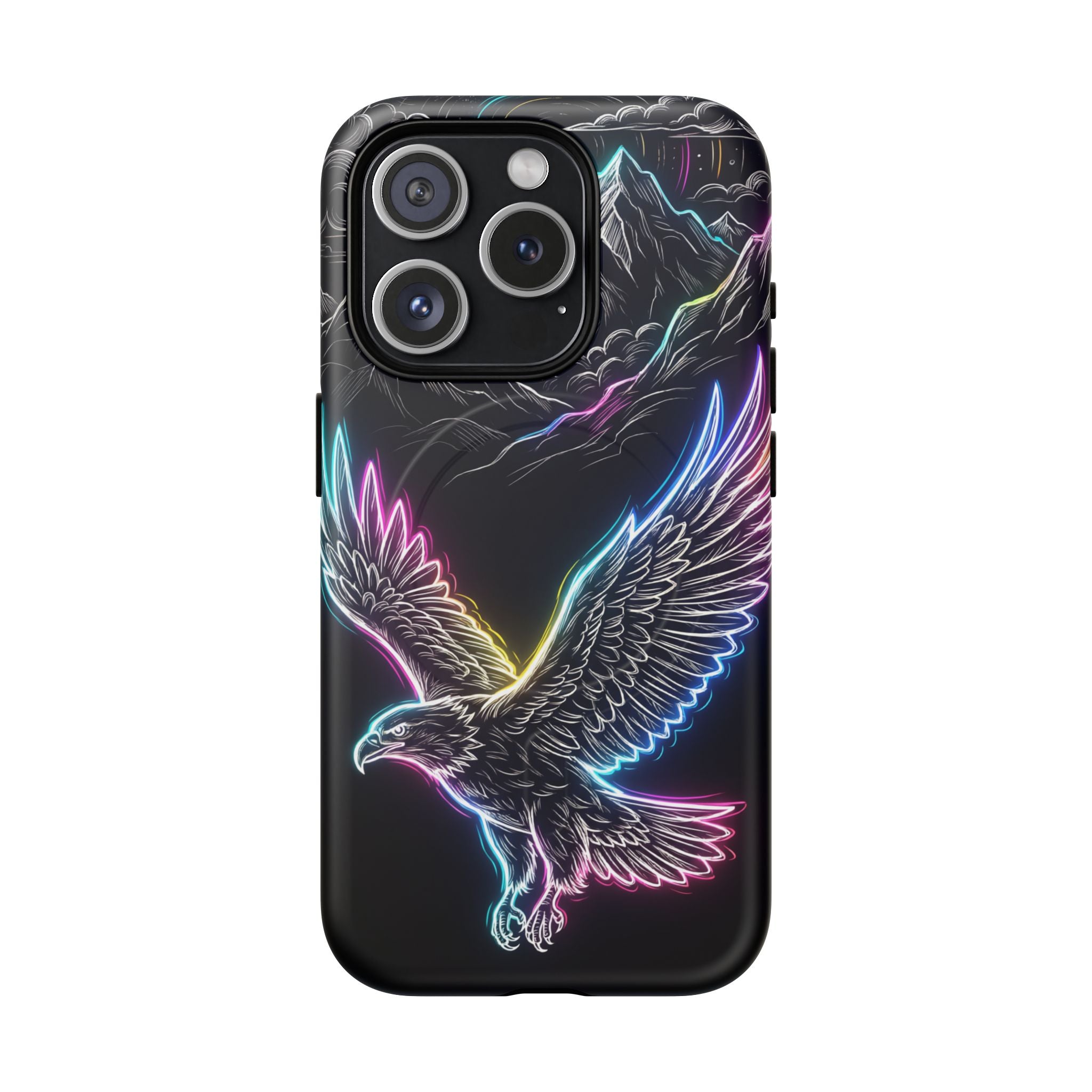 Neon Eagle MagSafe iPhone Case with Mountain Design