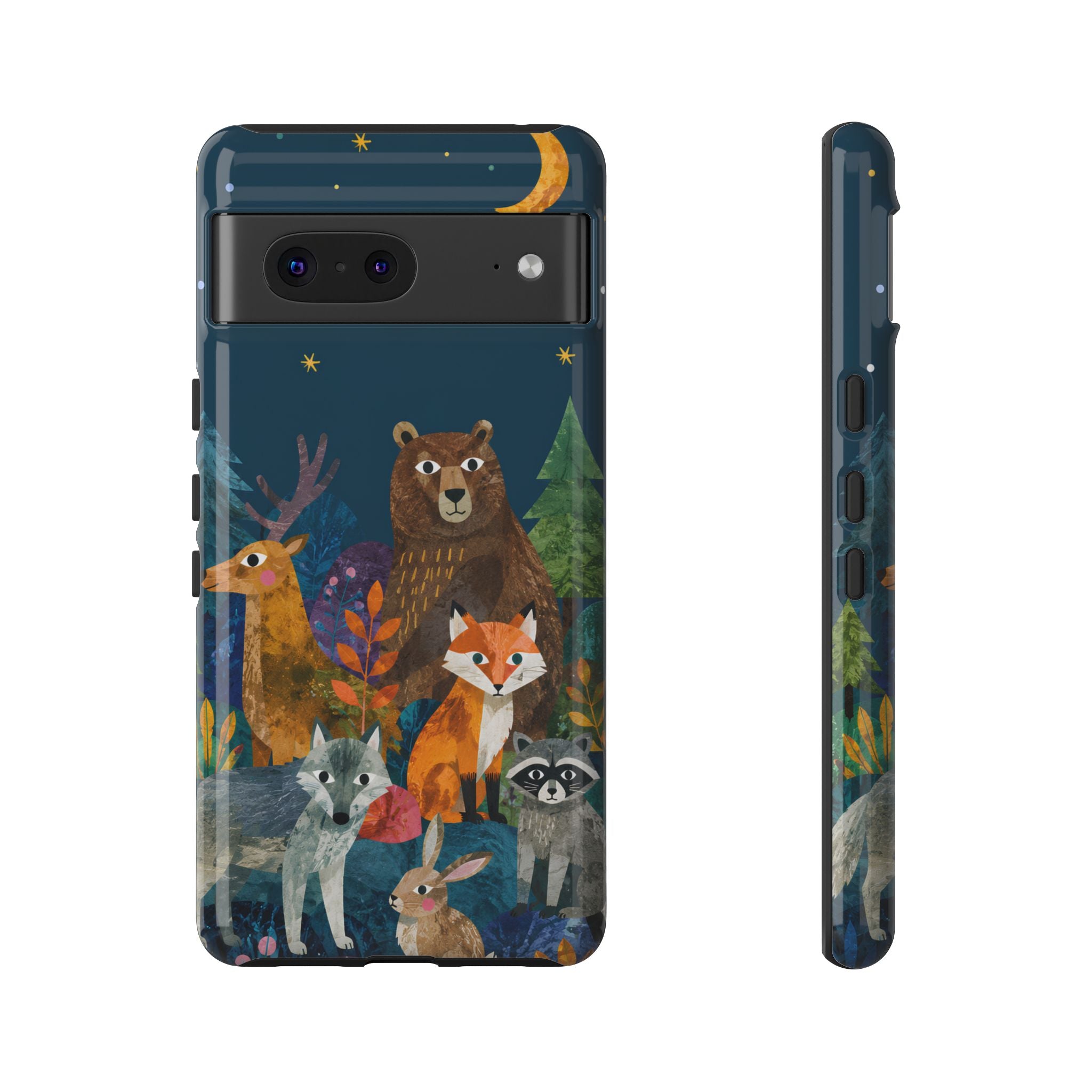 Forest Friends Google Pixel Phone Case | Nighttime Woodland Animals Design
