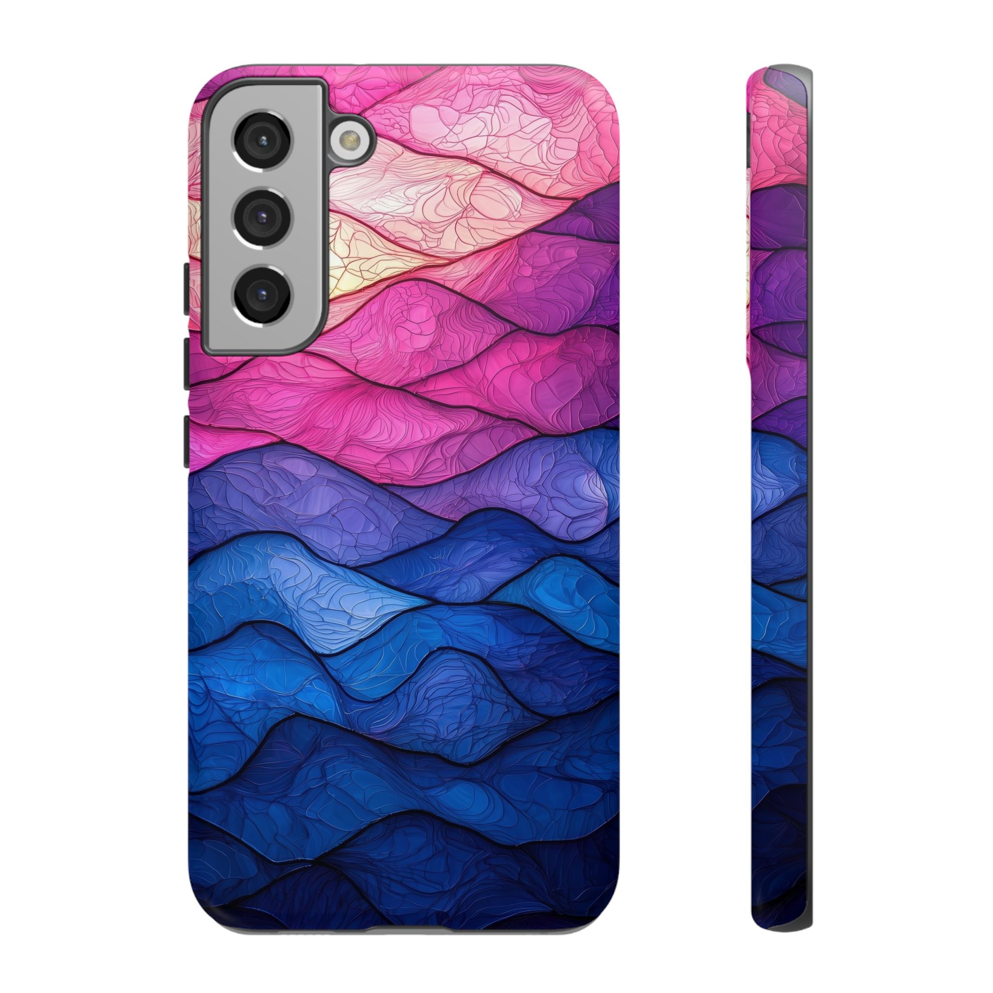 Abstract Ocean Waves Samsung Galaxy Case — Pink & Blue Gradient Tough Case
