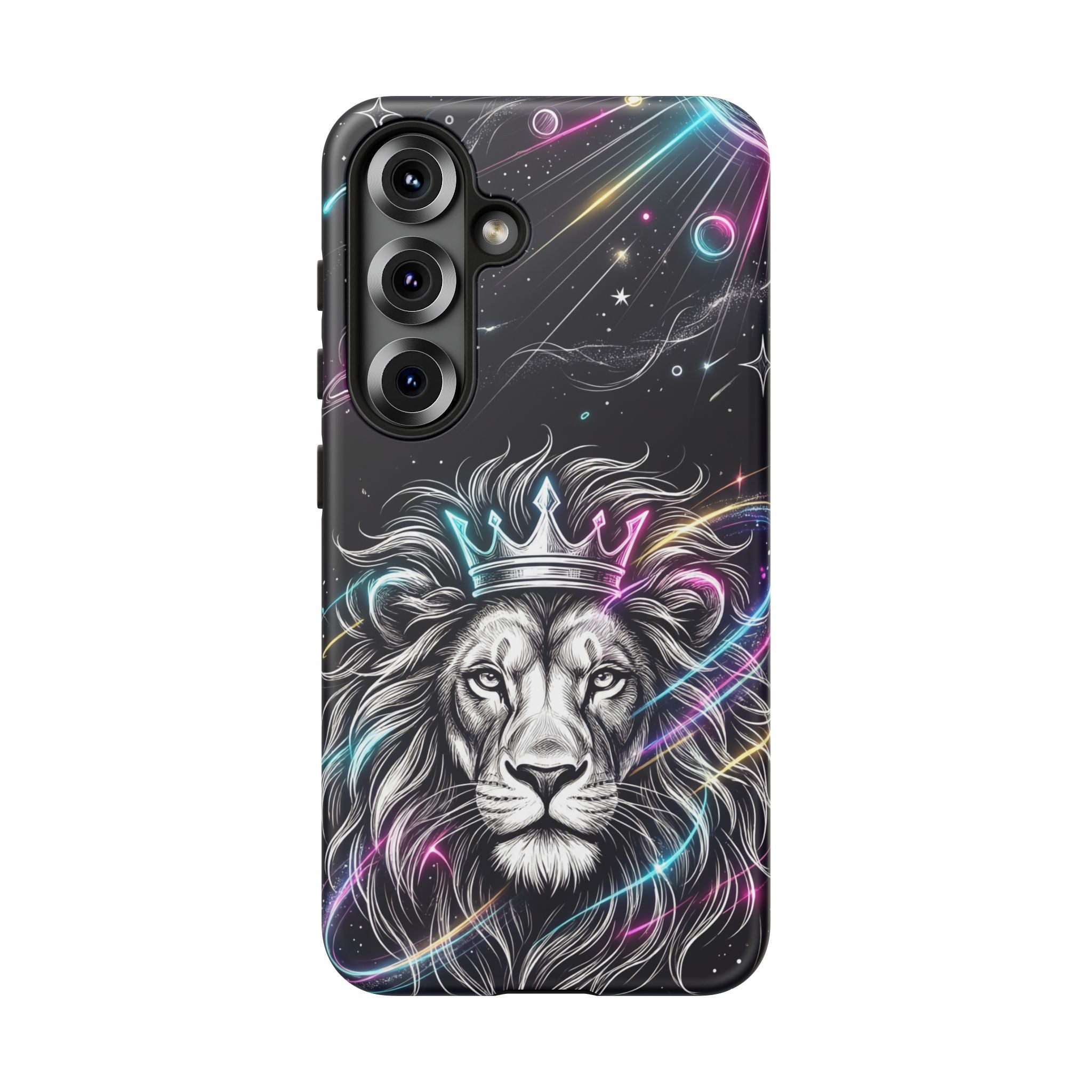 Galaxy Lion Samsung Galaxy Phone Case | Neon Crowned Lion Protective Case