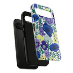 Floral Blue & Purple Tough Google Pixel Phone Case | Protective Botanical Phone Cover