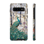 Custodia per Samsung Galaxy con motivo in vetro colorato con pavone