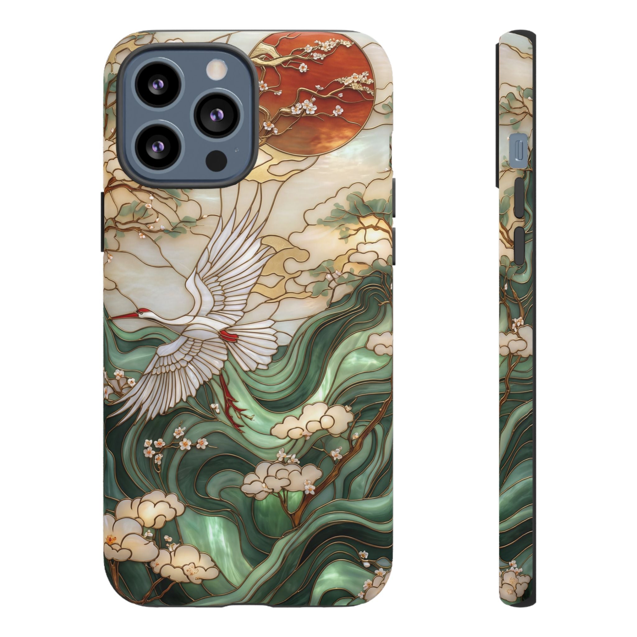 Cranes & Waves Protective iPhone Case | Japanese-Inspired Art Phone Cover