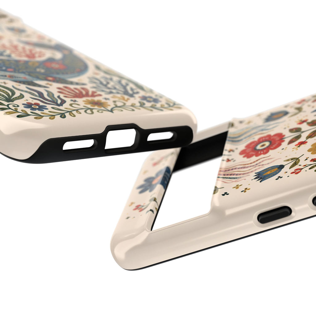 Floral Whale Google Pixel Phone Case | Boho Marine Pattern Tough Case