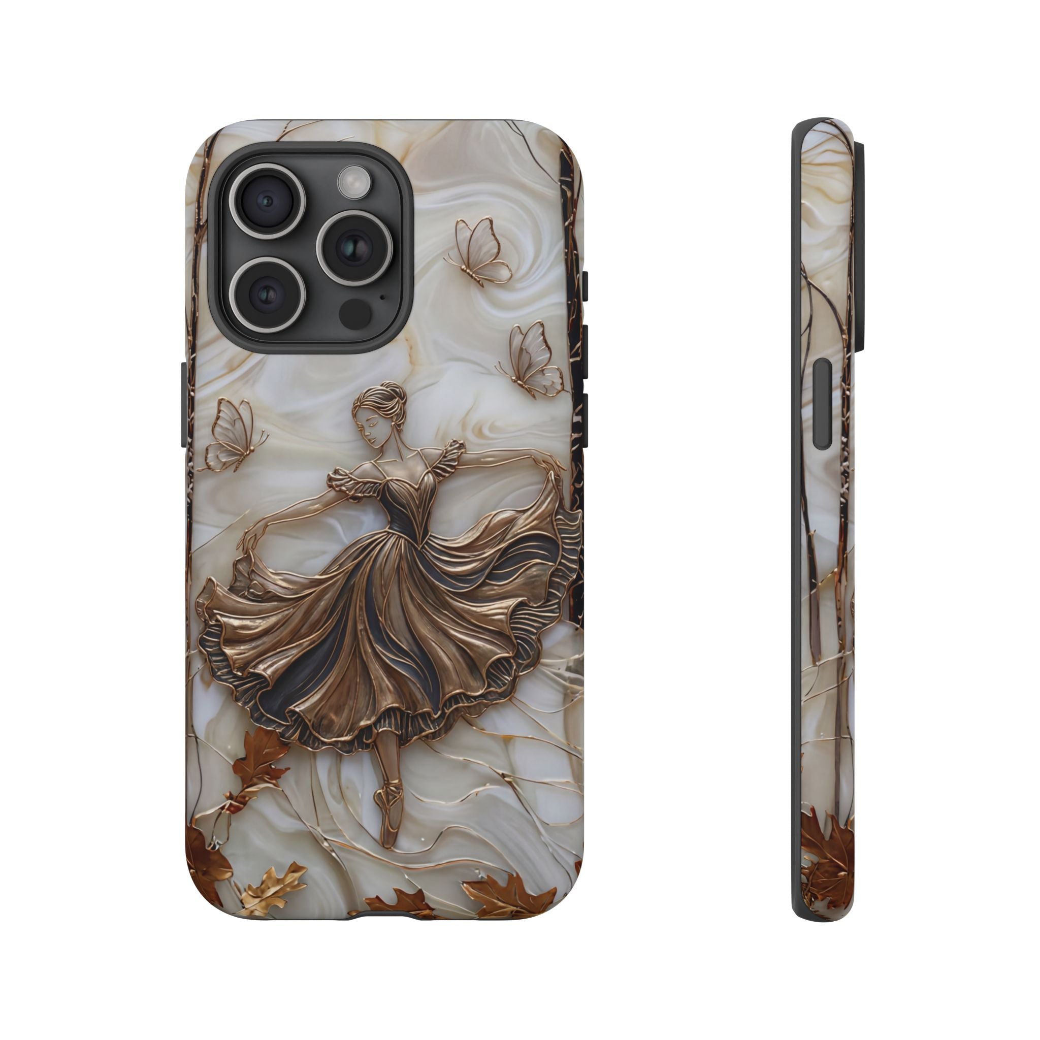 Elegant Bronze Ballerina Dance Design iPhone Case