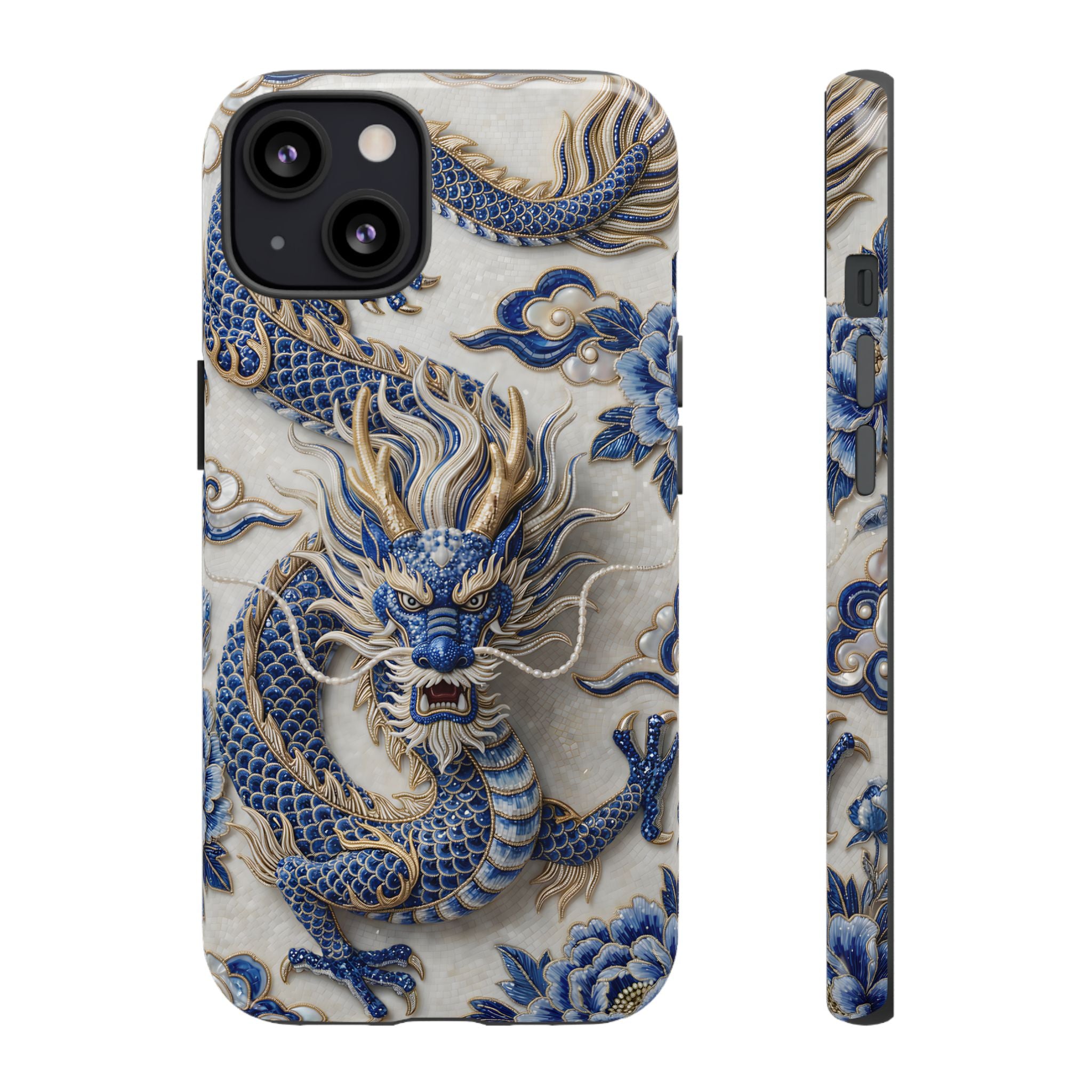 Asian Zodiac Dragon iPhone Case | Blue & White Porcelain Luxury Protective Case | Year of the Dragon Gift