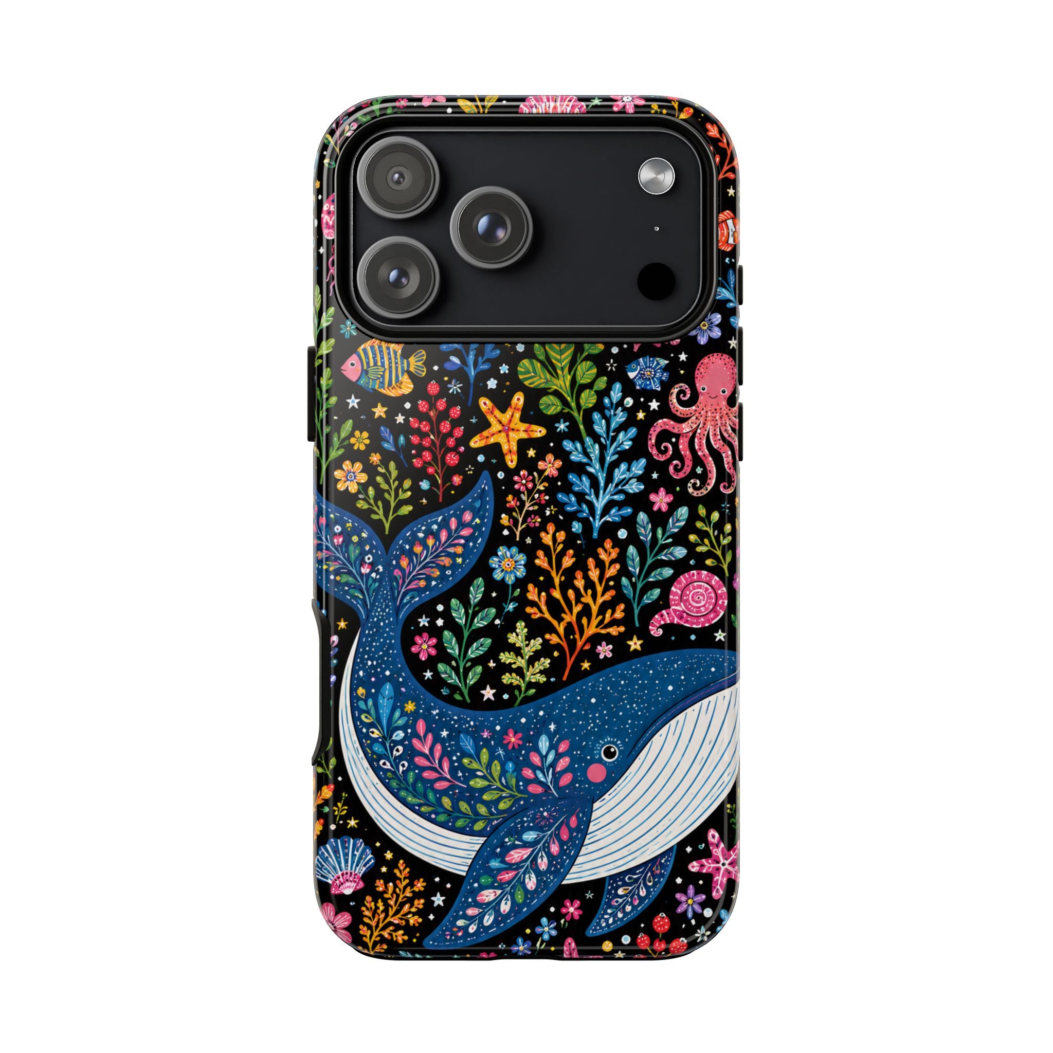 Whimsical Whale Tough iPhone Case | Colorful Ocean Floral iPhone Cover