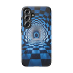 Blue Checkered Tunnel Samsung Galaxy Case — 3D Optical Illusion Tough Case