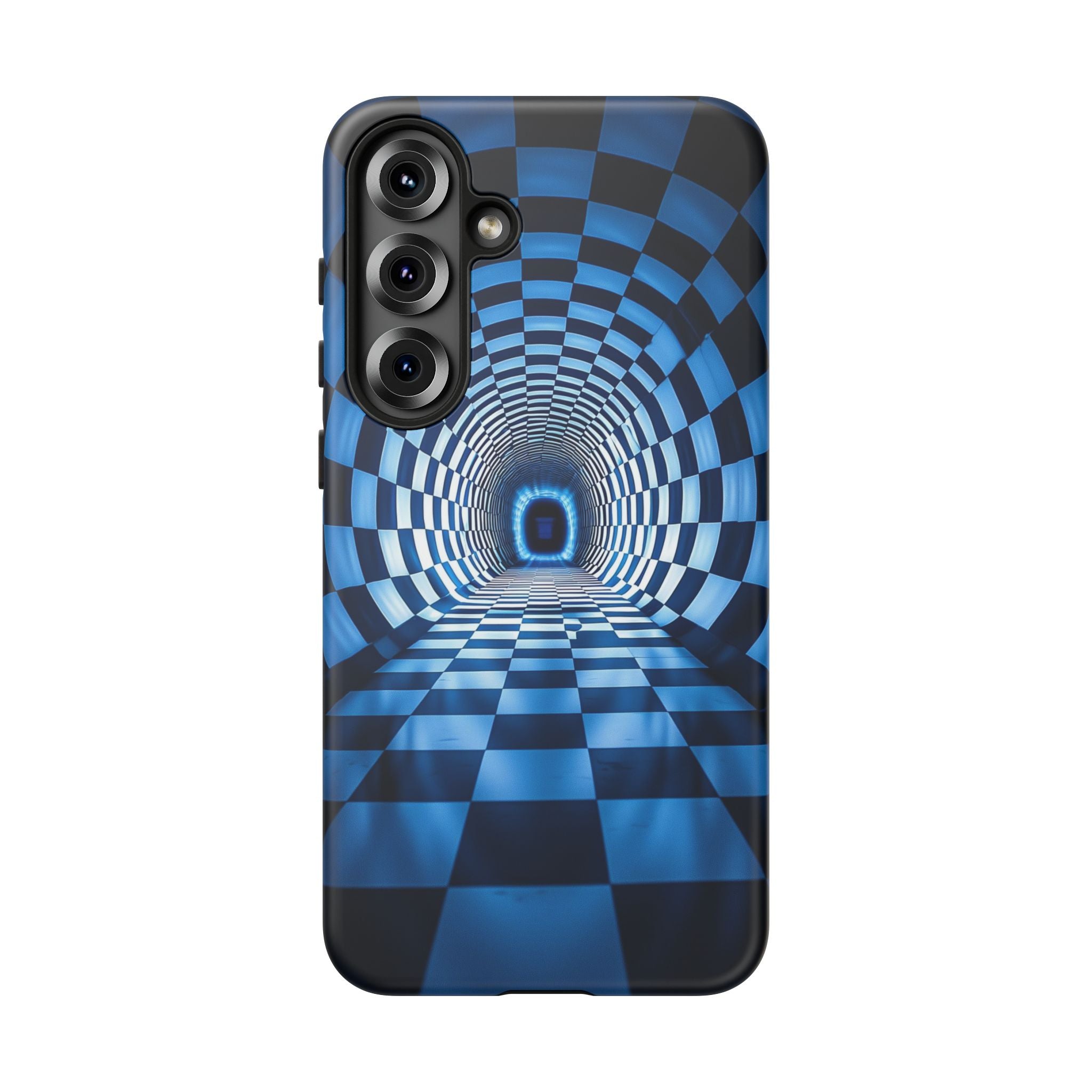Blue Checkered Tunnel Samsung Galaxy Case — 3D Optical Illusion Tough Case