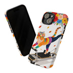 Cat Pilates iPhone Case | Floral Rainbow Cat on Reformer