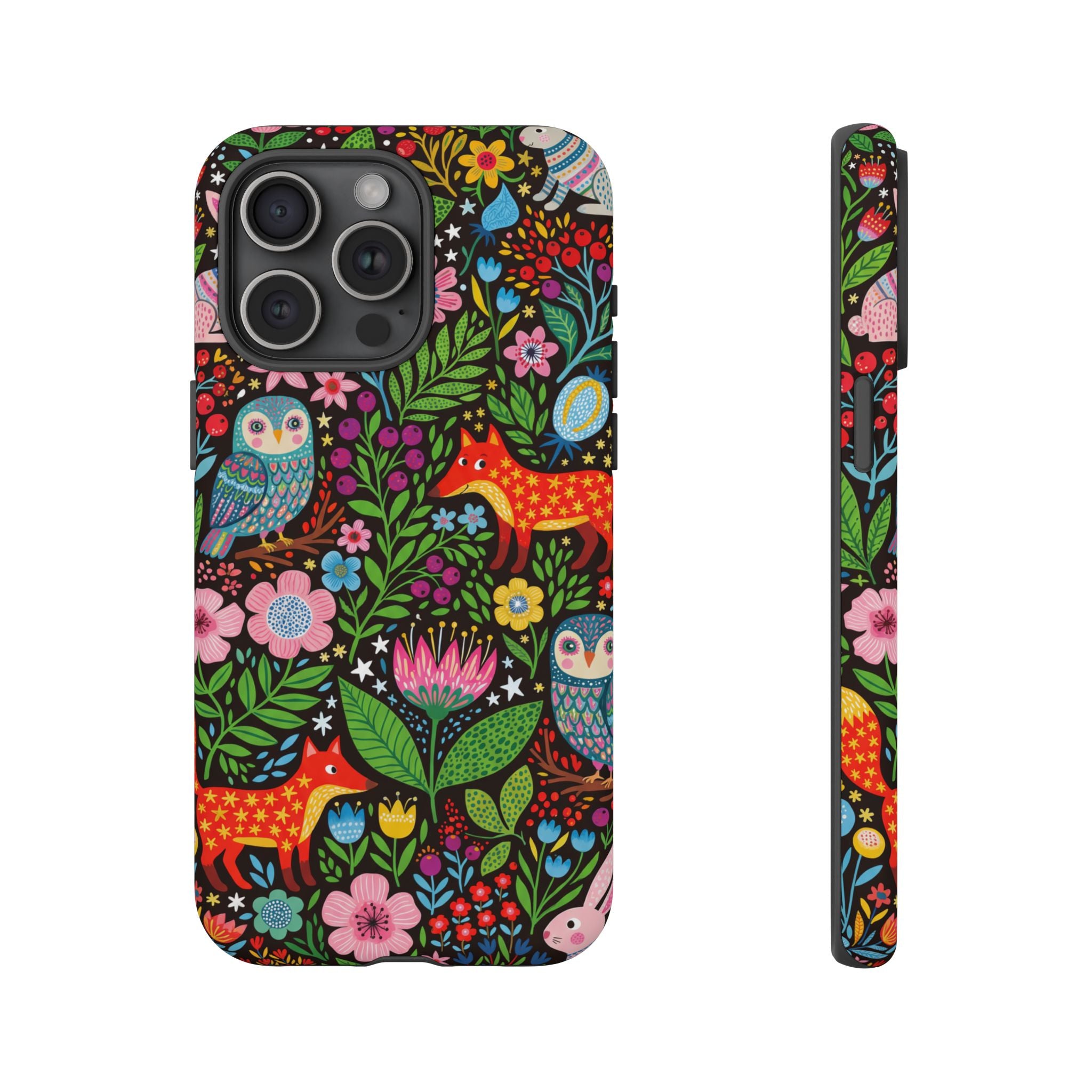 Floral Woodland iPhone Case | Colourful Fox & Owl Protective Cover