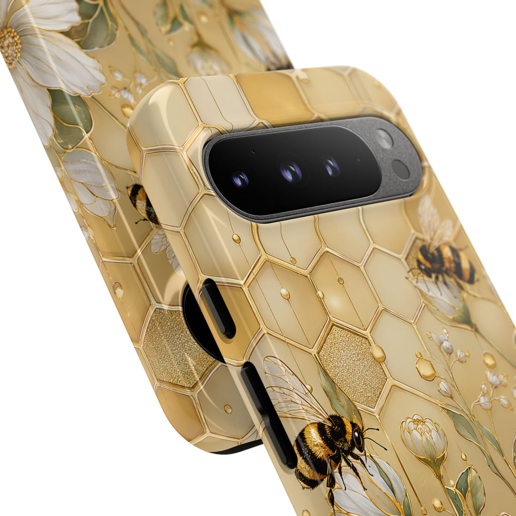 Bee Floral Google Pixel Phone Case | Honeycomb Wildflower Cover