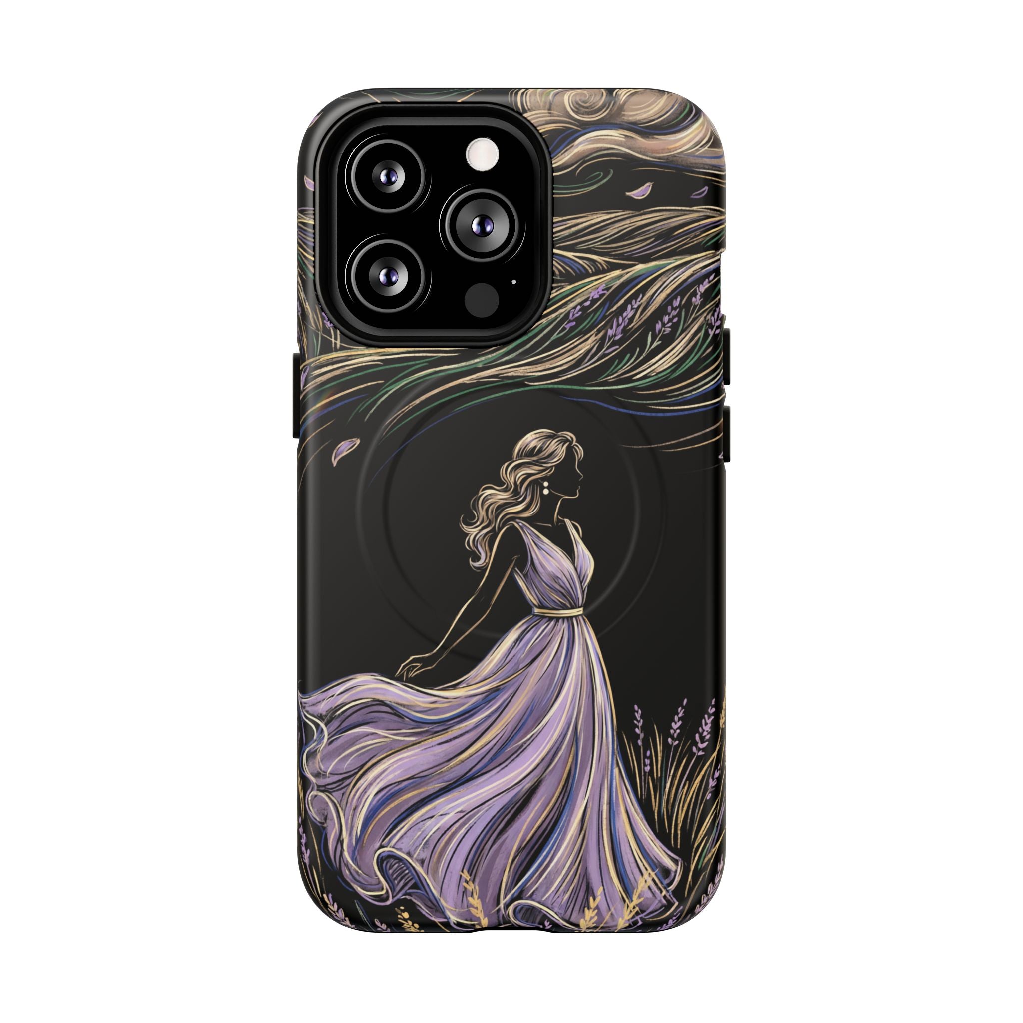 Lavender Breeze MagSafe iPhone Case | Elegant Dancing Woman Floral Protection