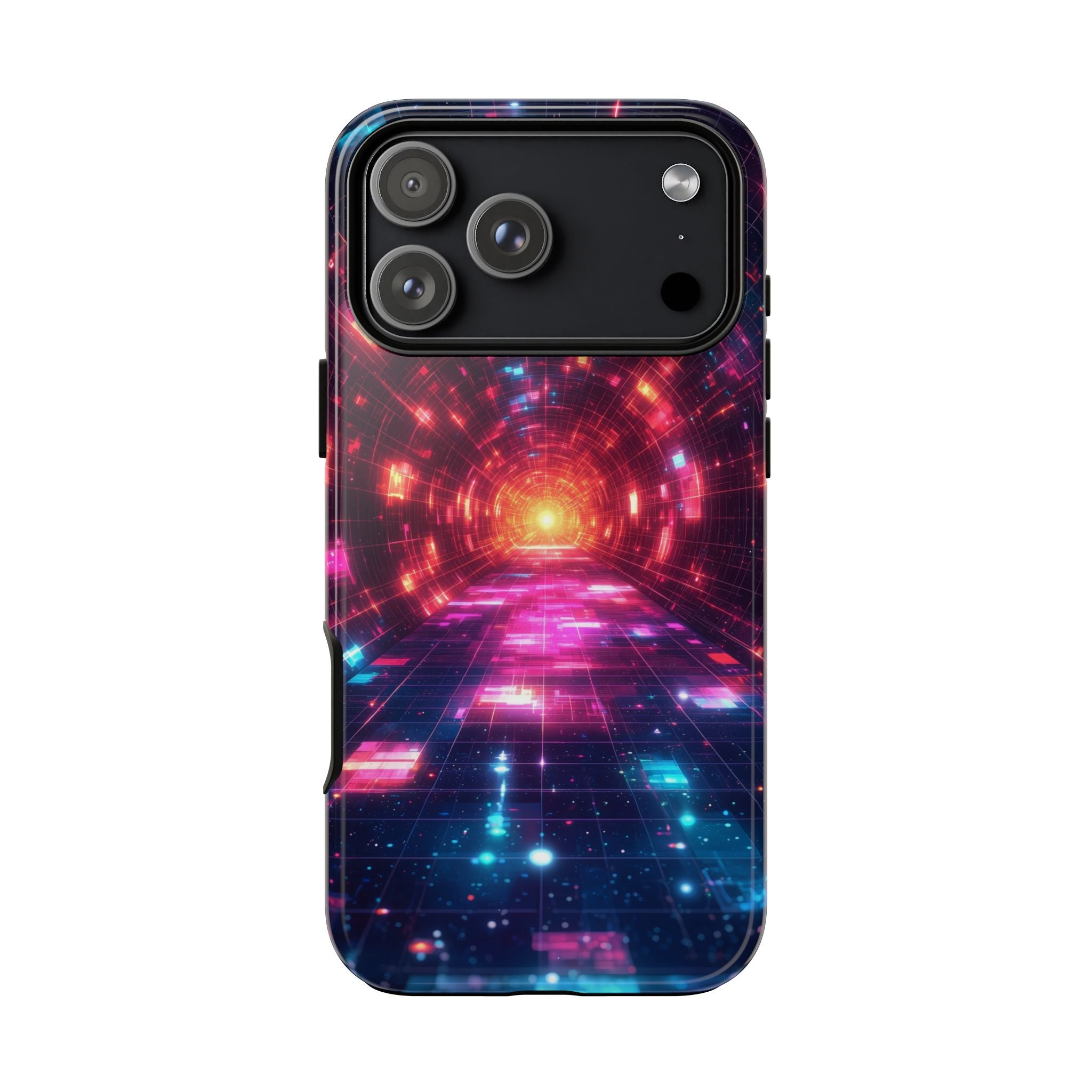 Neon Tunnel Tough iPhone Case — Retro Futuristic Galaxy Design