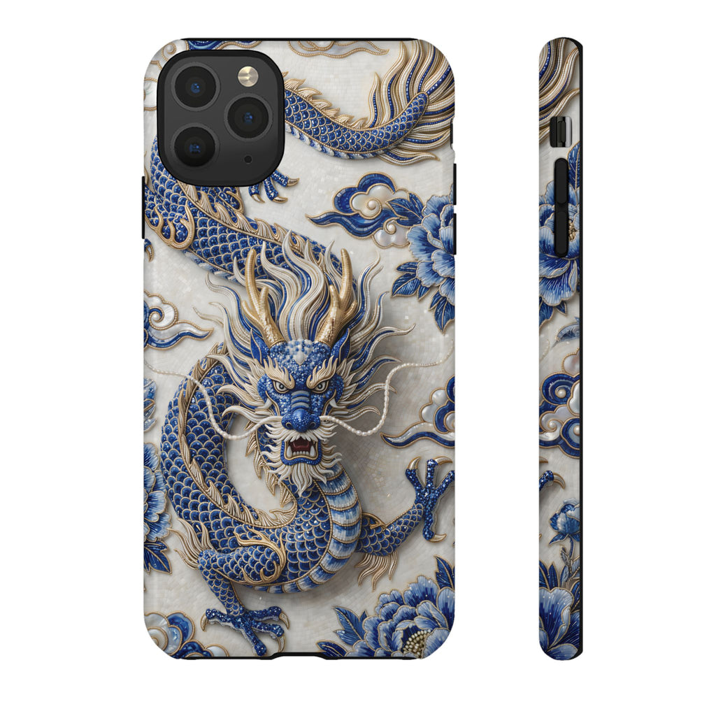 Asian Zodiac Dragon iPhone Case | Blue & White Porcelain Luxury Protective Case | Year of the Dragon Gift