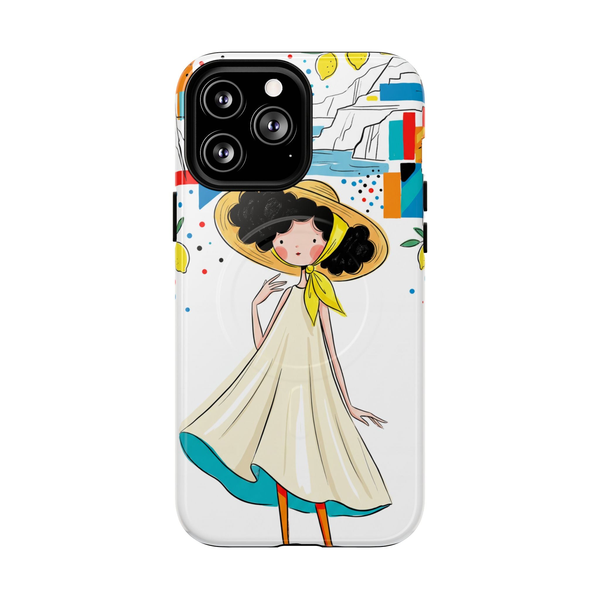 Cute Summer Girl MagSafe iPhone Case | Whimsical Coastal Illustration Protective Case