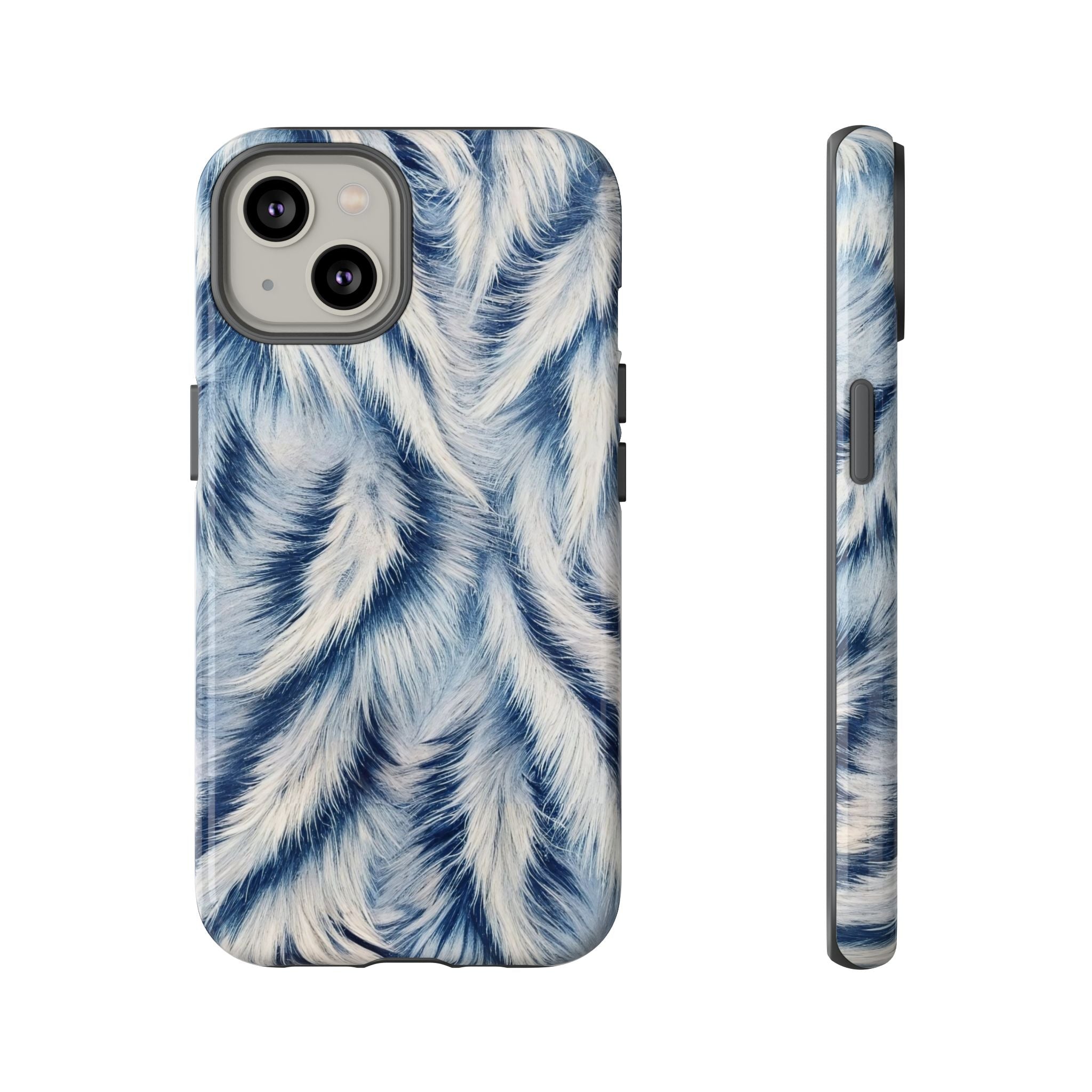 Blue Faux Fur Texture Protective Tough iPhone Case