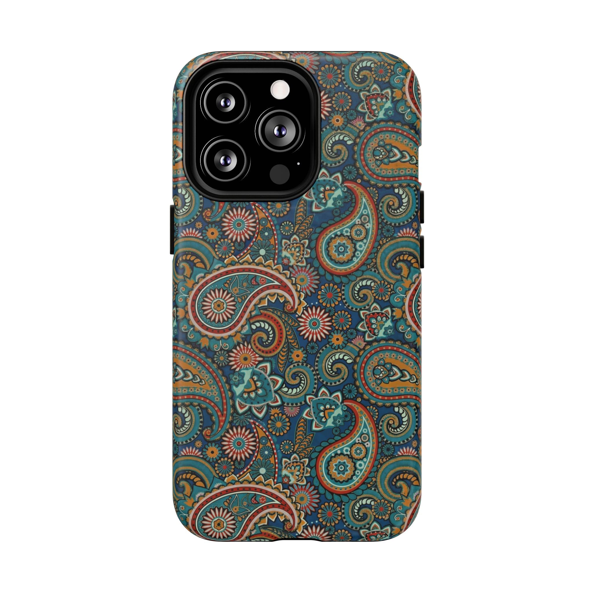 Batik Teal Paisley Tough MagSage iPhone Case